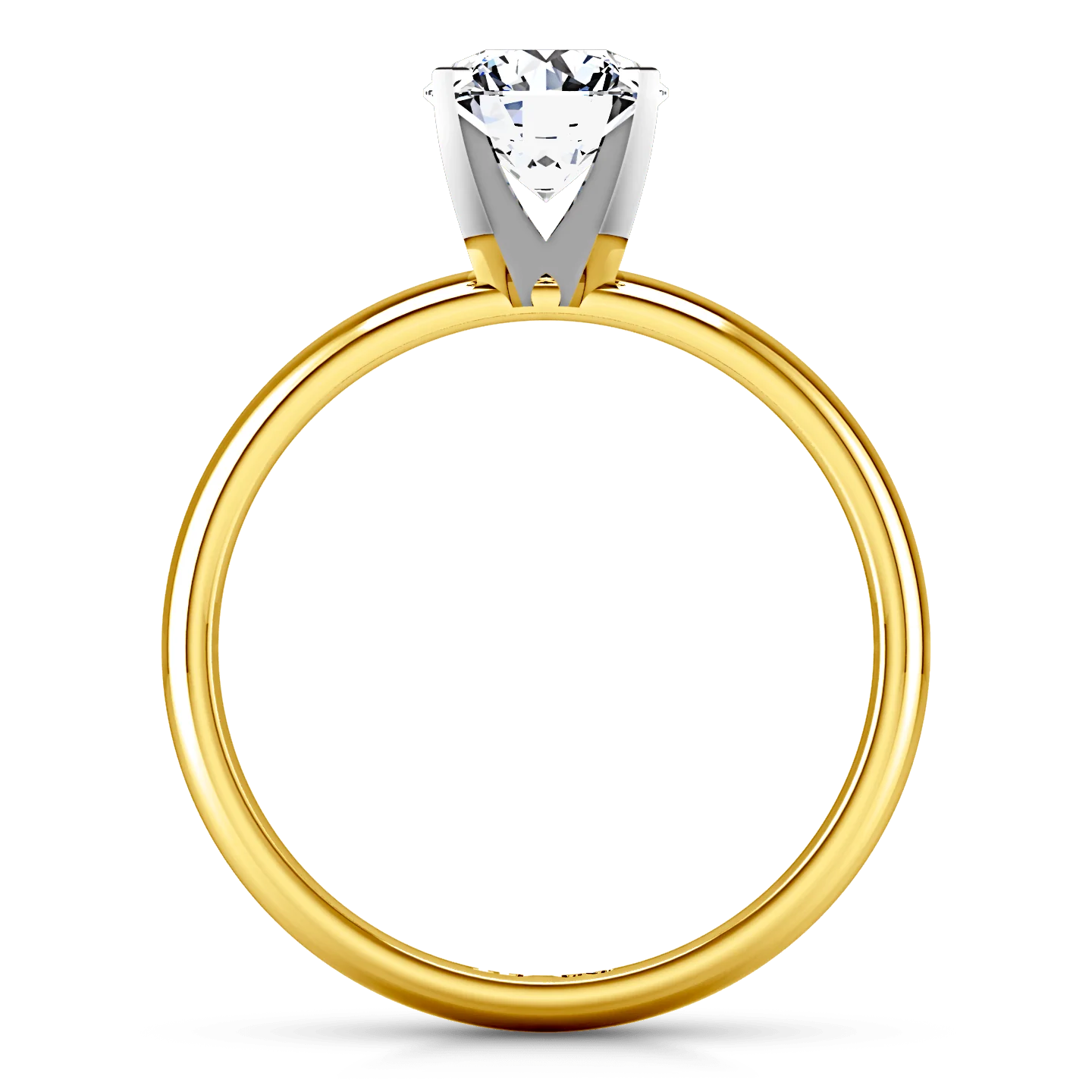 Solitaire Diamond Engagement Ring Comfort Fit Round Diamond 14K Yellow Gold - Image 3