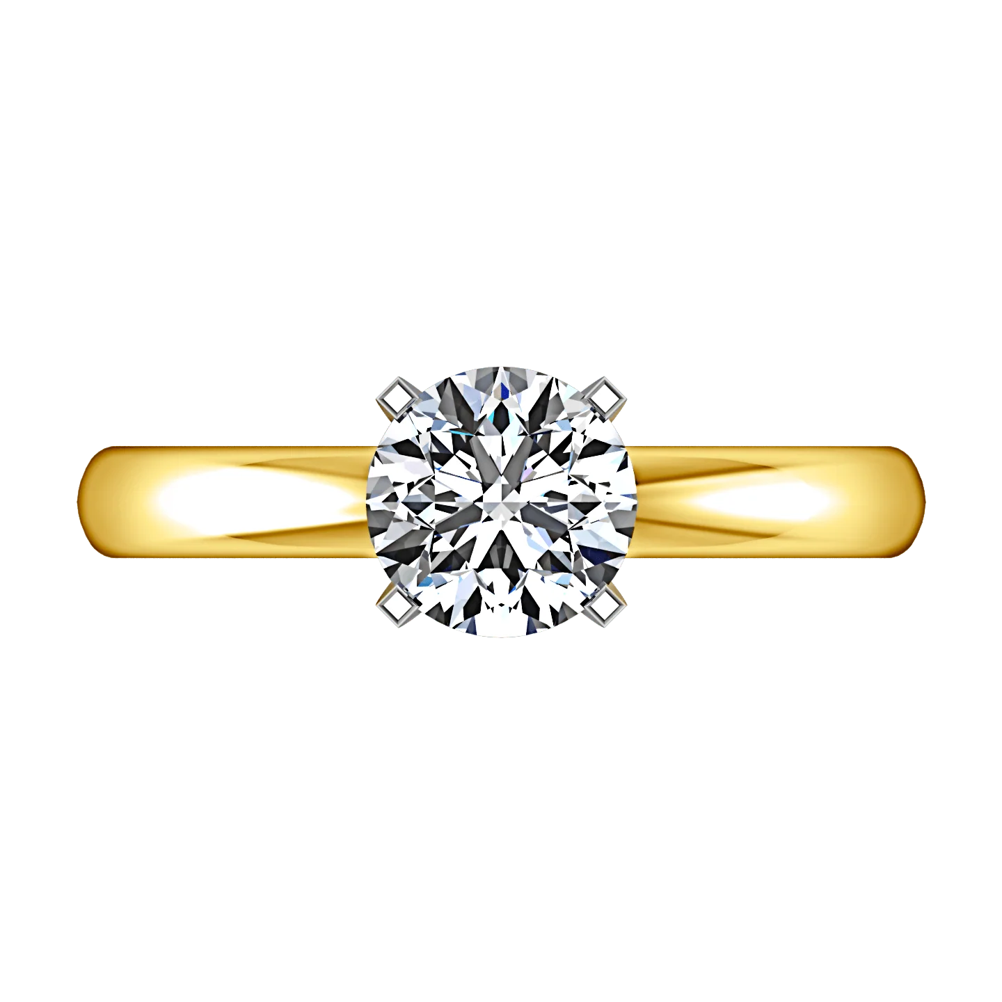 Solitaire Diamond Engagement Ring Comfort Fit Round Diamond 14K Yellow Gold - Image 4