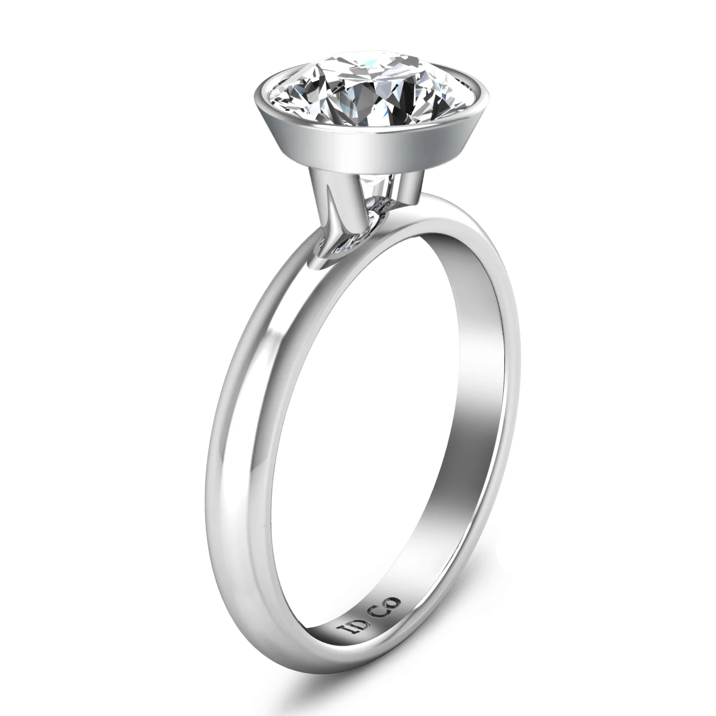 Round Diamond Solitaire Engagement Ring Contempo 14K White Gold - Image 2