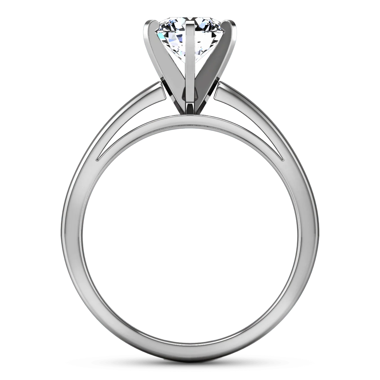 Round Diamond Solitaire Engagement Ring 6 Prong Contemporary 14K White Gold - Image 3