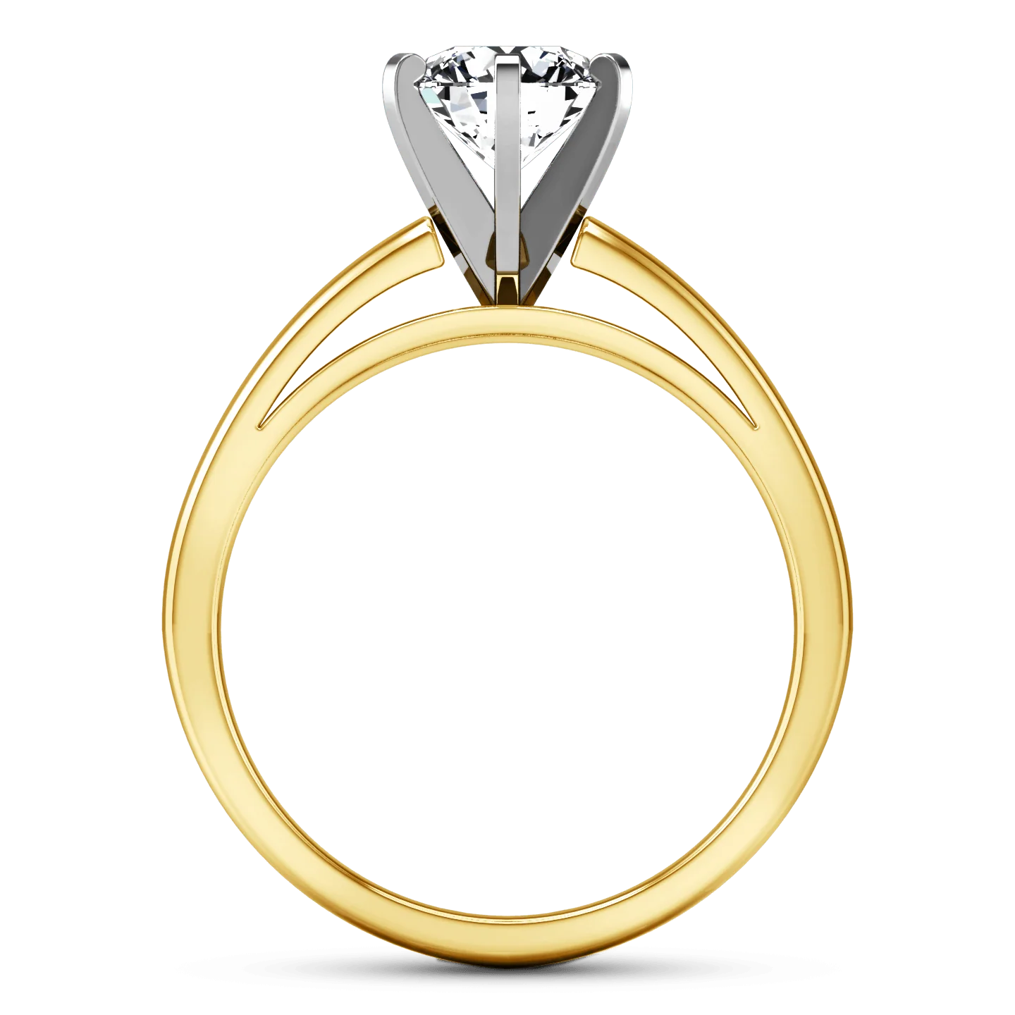 Solitaire Diamond Engagement Ring 6 Prong Contemporary 14K Yellow Gold - Image 3