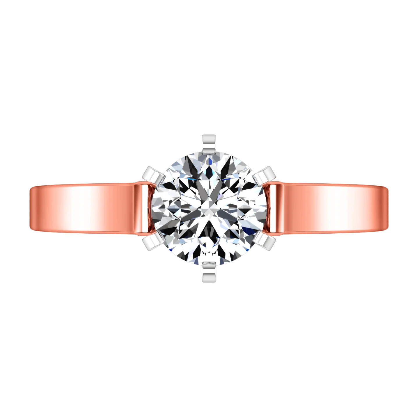 Solitaire Diamond Engagement Ring Curved Shoulder 14K Rose Gold - Image 3