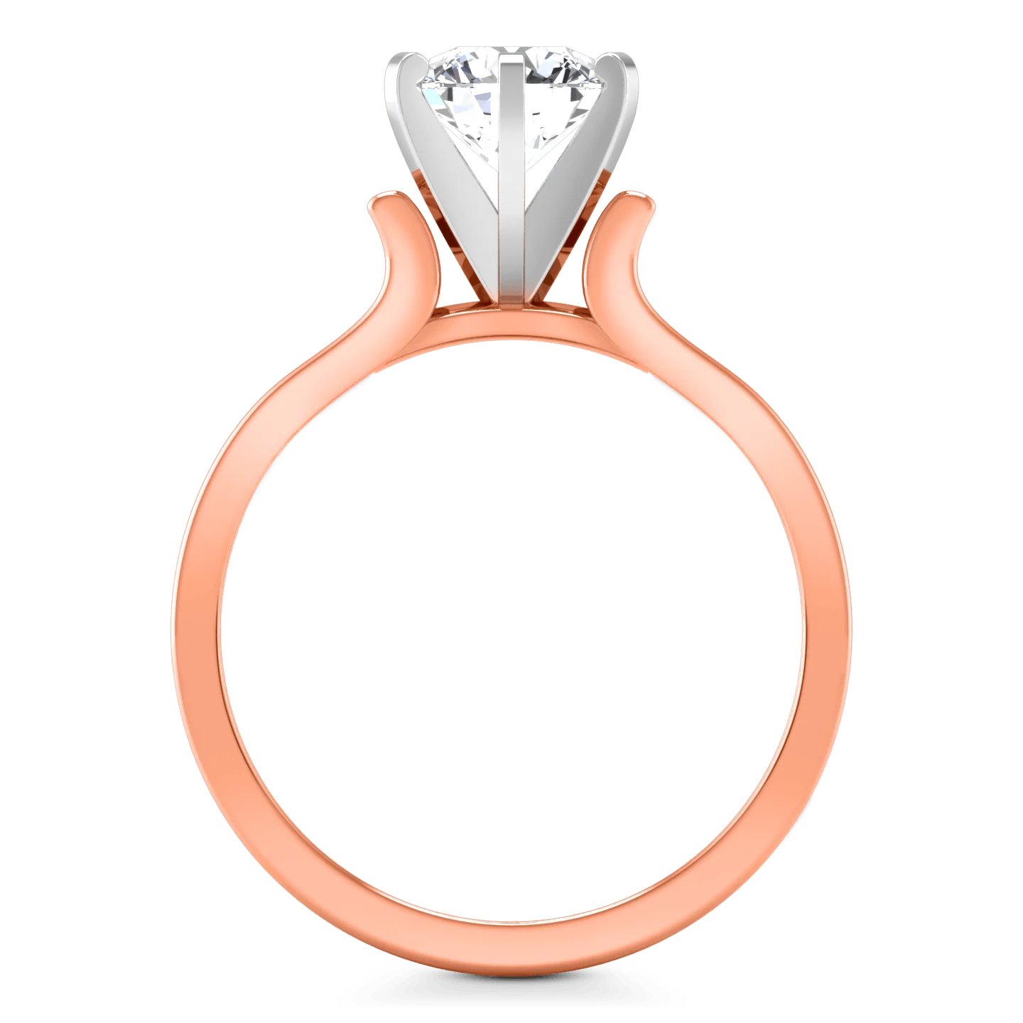 Solitaire Diamond Engagement Ring Curved Shoulder 14K Rose Gold - Image 4