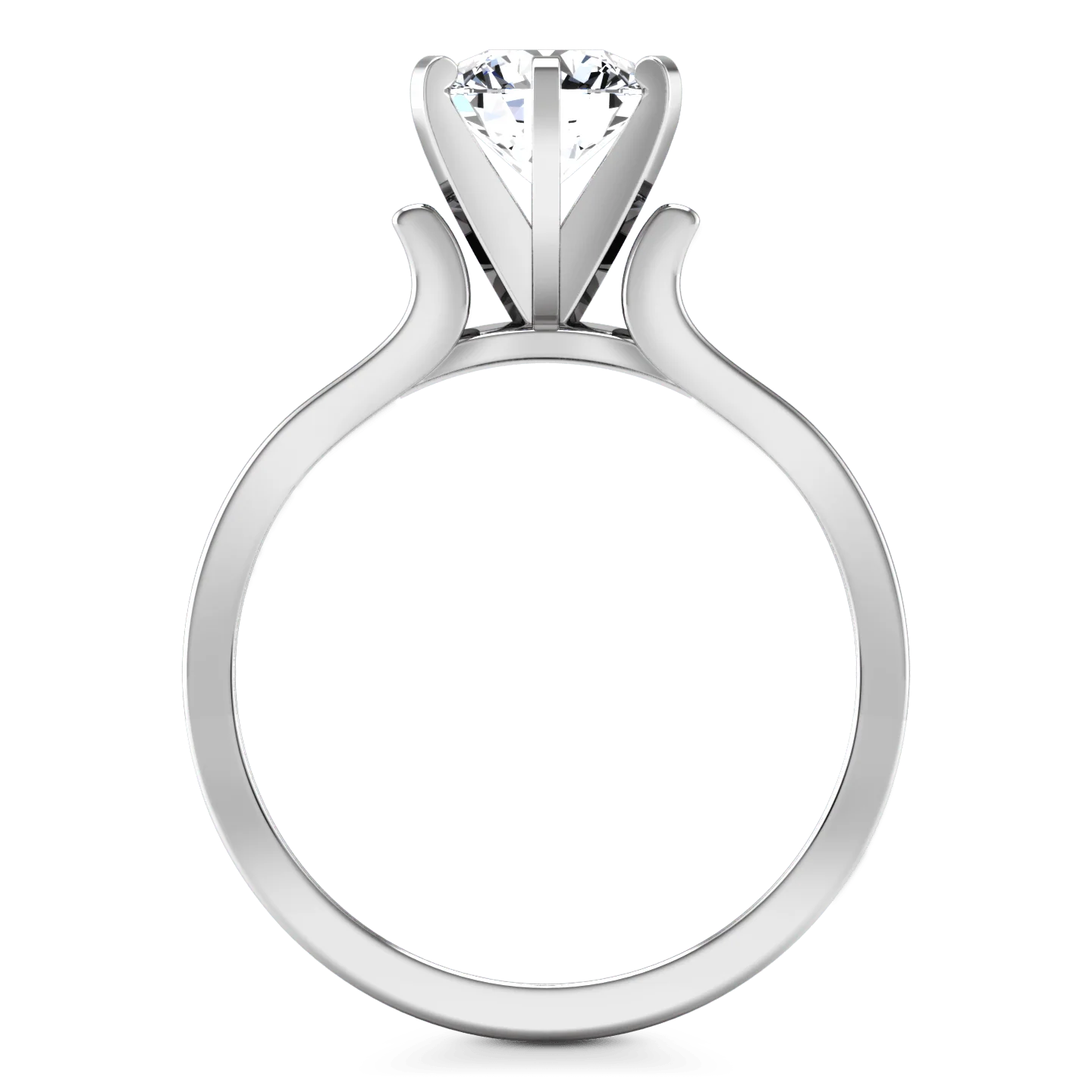 Round Diamond Solitaire Engagement Ring Curved Shoulder 14K White Gold - Image 3