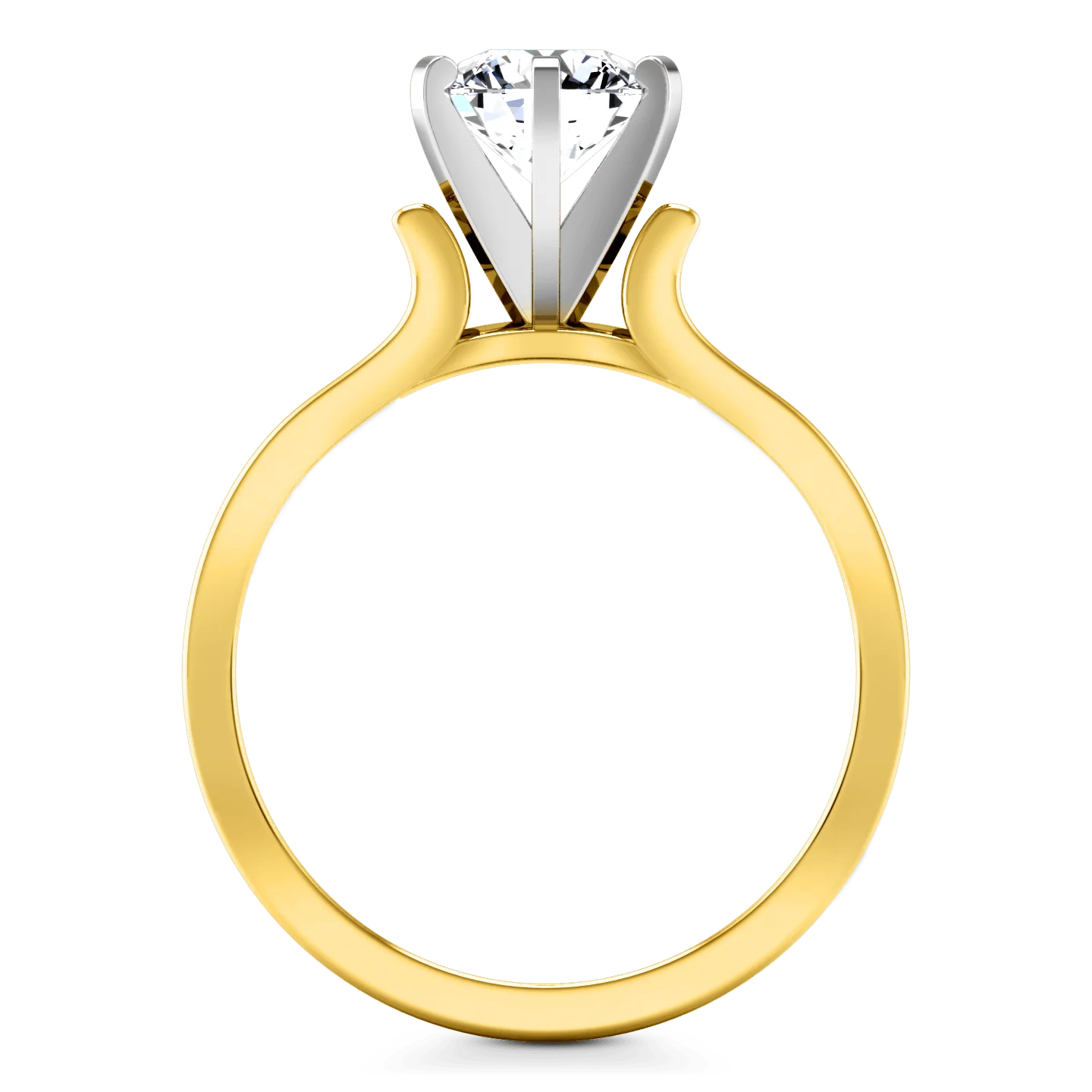 Solitaire Diamond Engagement Ring Curved Shoulder 14K Yellow Gold - Image 3