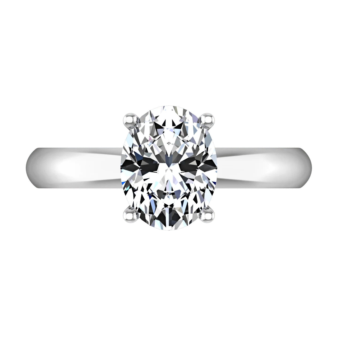 Oval Diamond Solitaire Engagement Ring Daniela 14K White Gold - Image 3