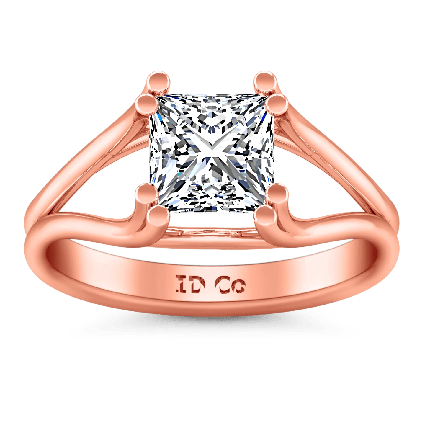 Solitaire Diamond Princess Cut Engagement Ring Bella 14K Rose Gold