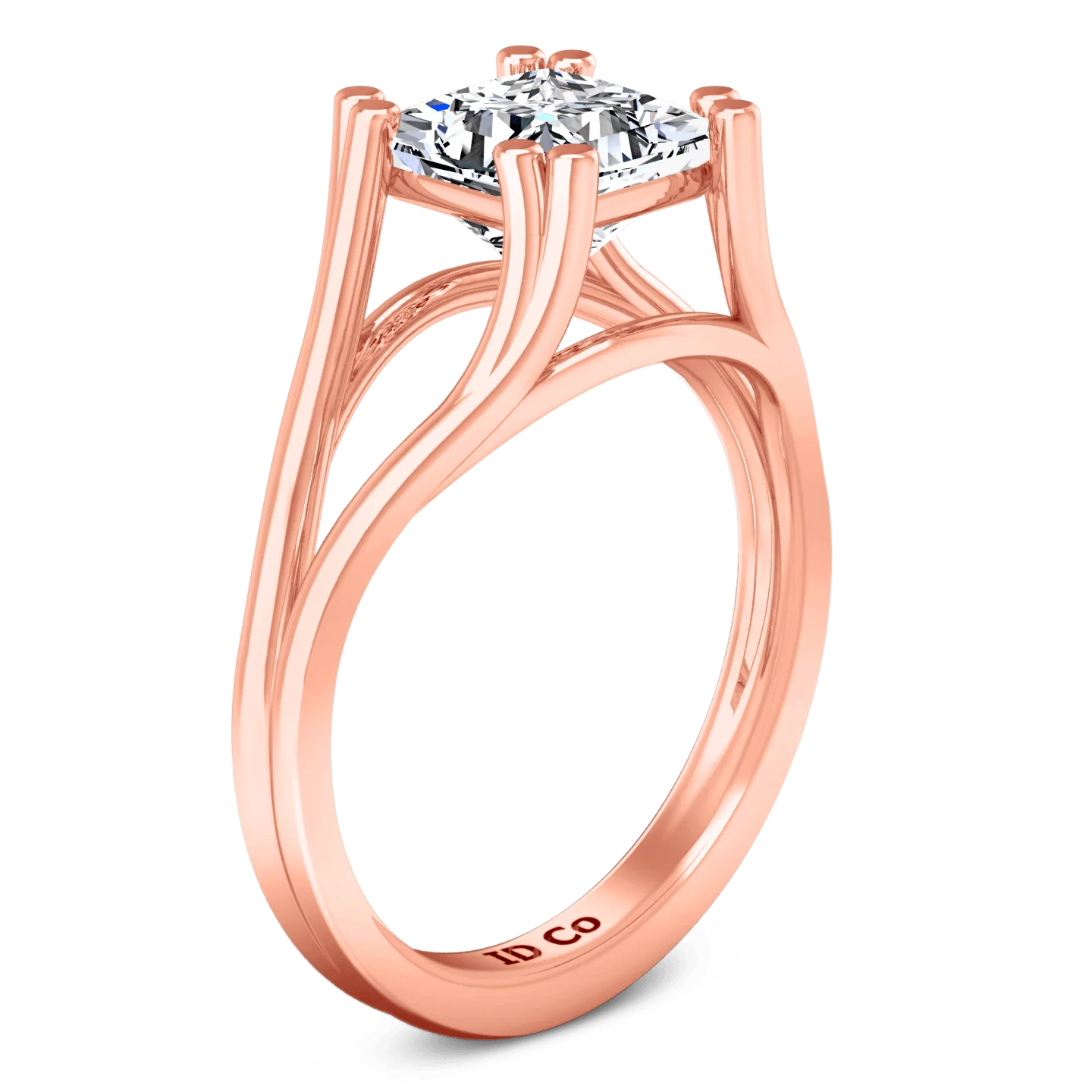 Solitaire Diamond Princess Cut Engagement Ring Bella 14K Rose Gold - Image 2