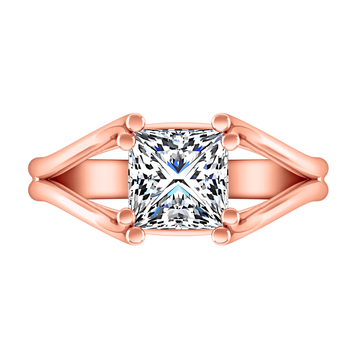 Solitaire Diamond Princess Cut Engagement Ring Bella 14K Rose Gold - Image 3