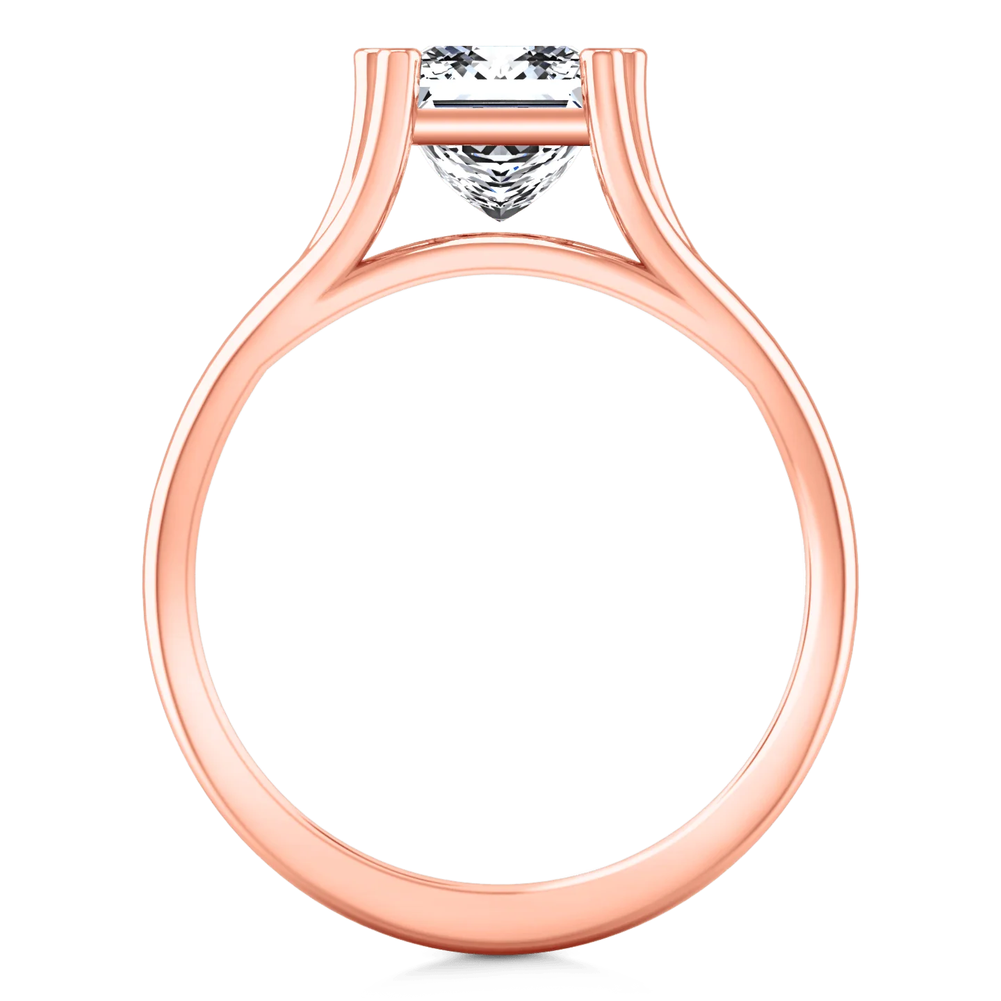Solitaire Diamond Princess Cut Engagement Ring Bella 14K Rose Gold - Image 4