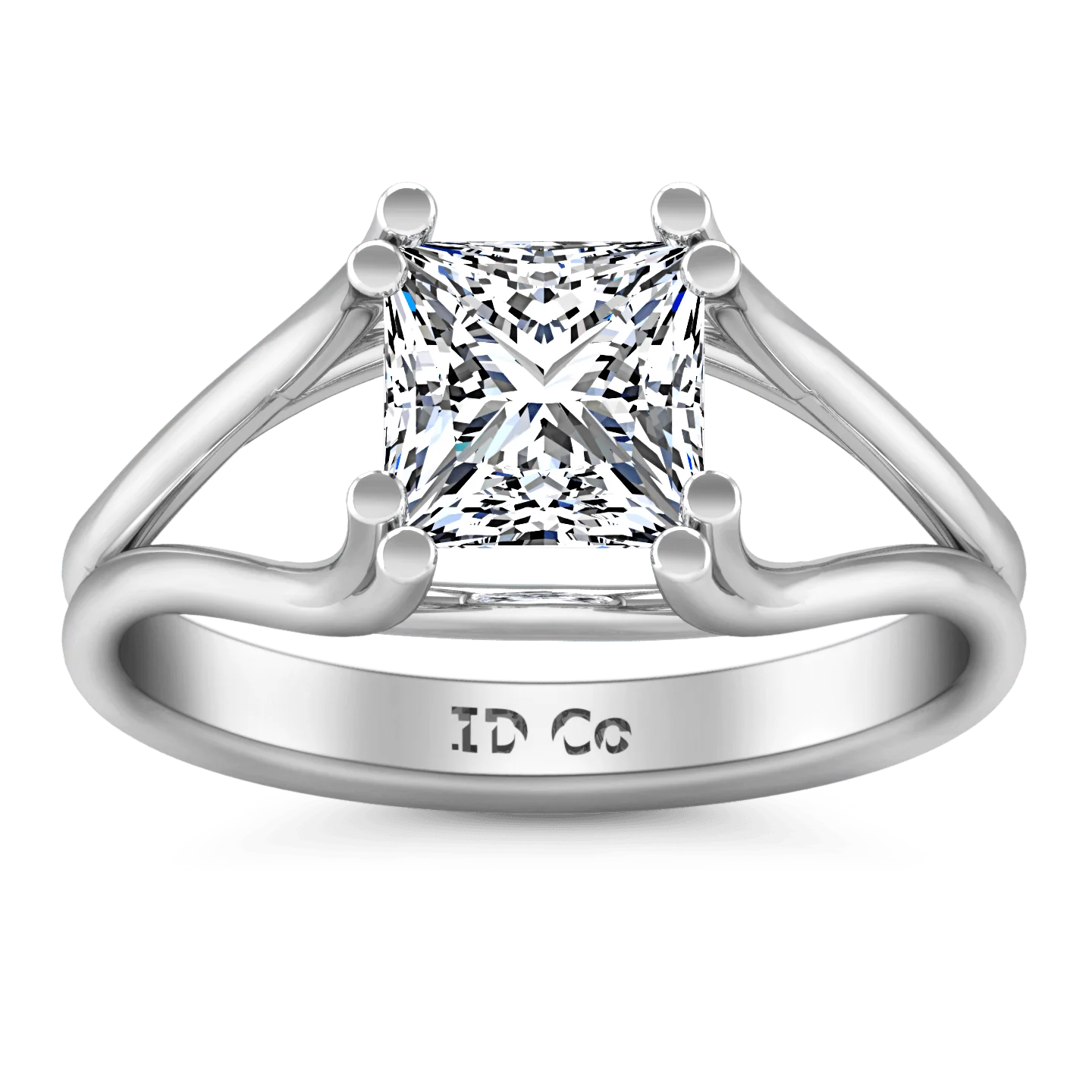 Solitaire Princess Cut Diamond Engagement Ring Bella 14K White Gold