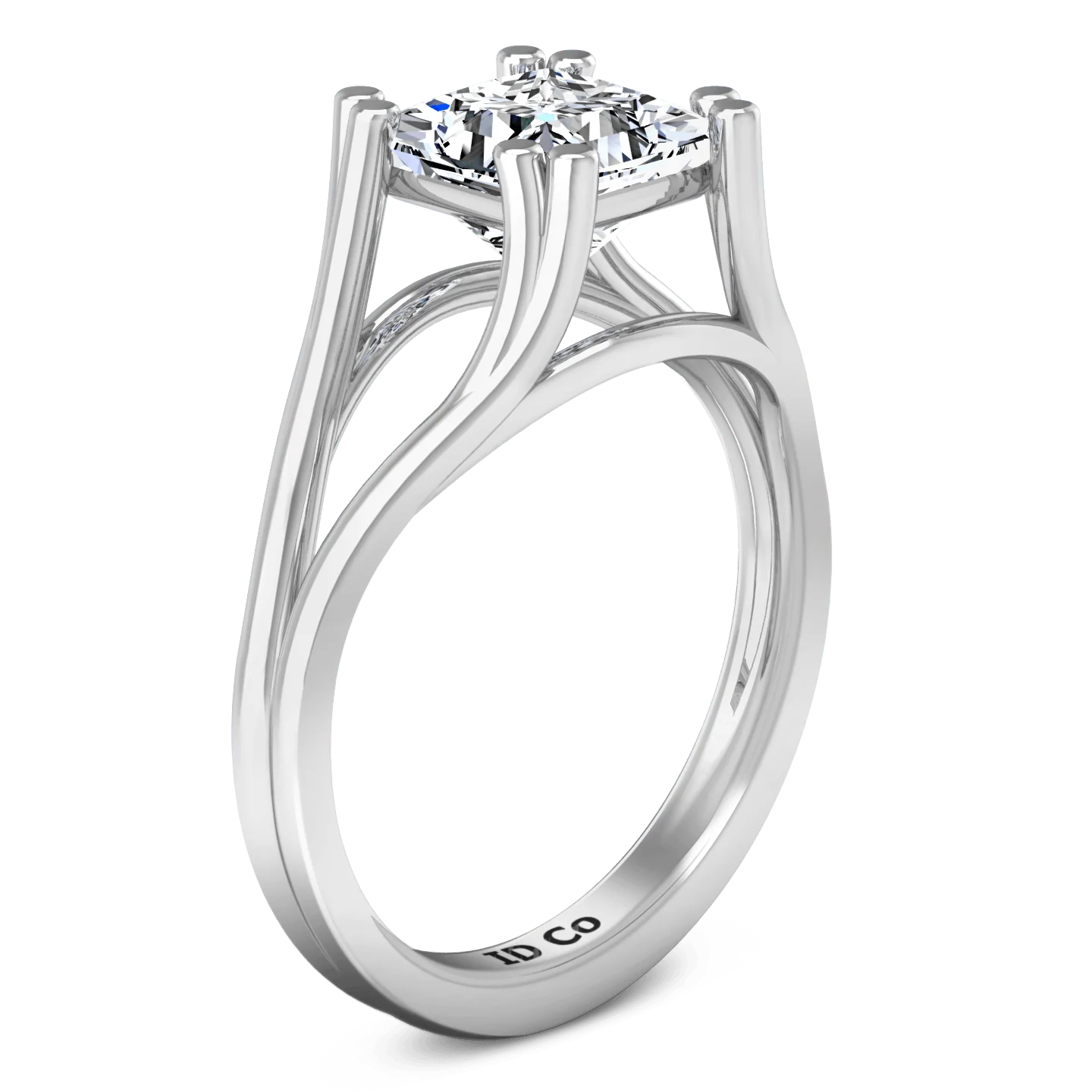 Solitaire Princess Cut Diamond Engagement Ring Bella 14K White Gold - Image 2