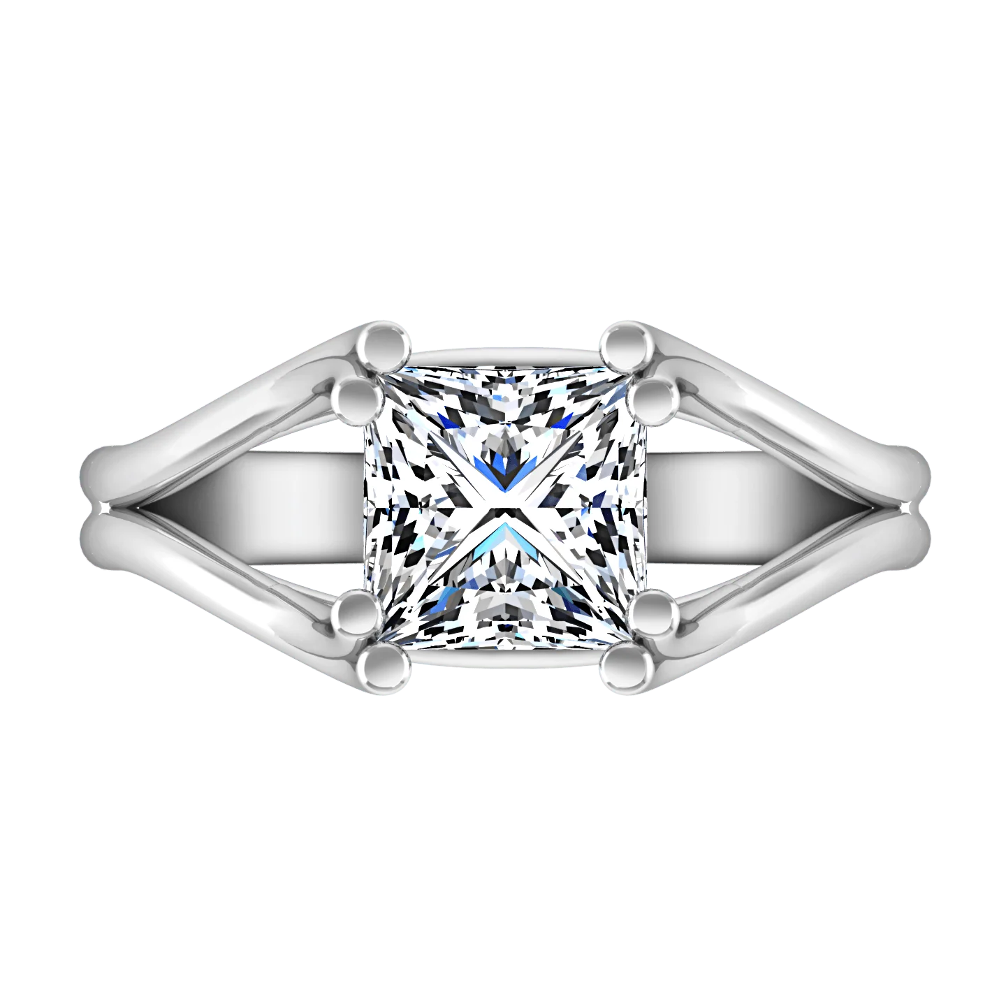 Solitaire Princess Cut Diamond Engagement Ring Bella 14K White Gold - Image 3