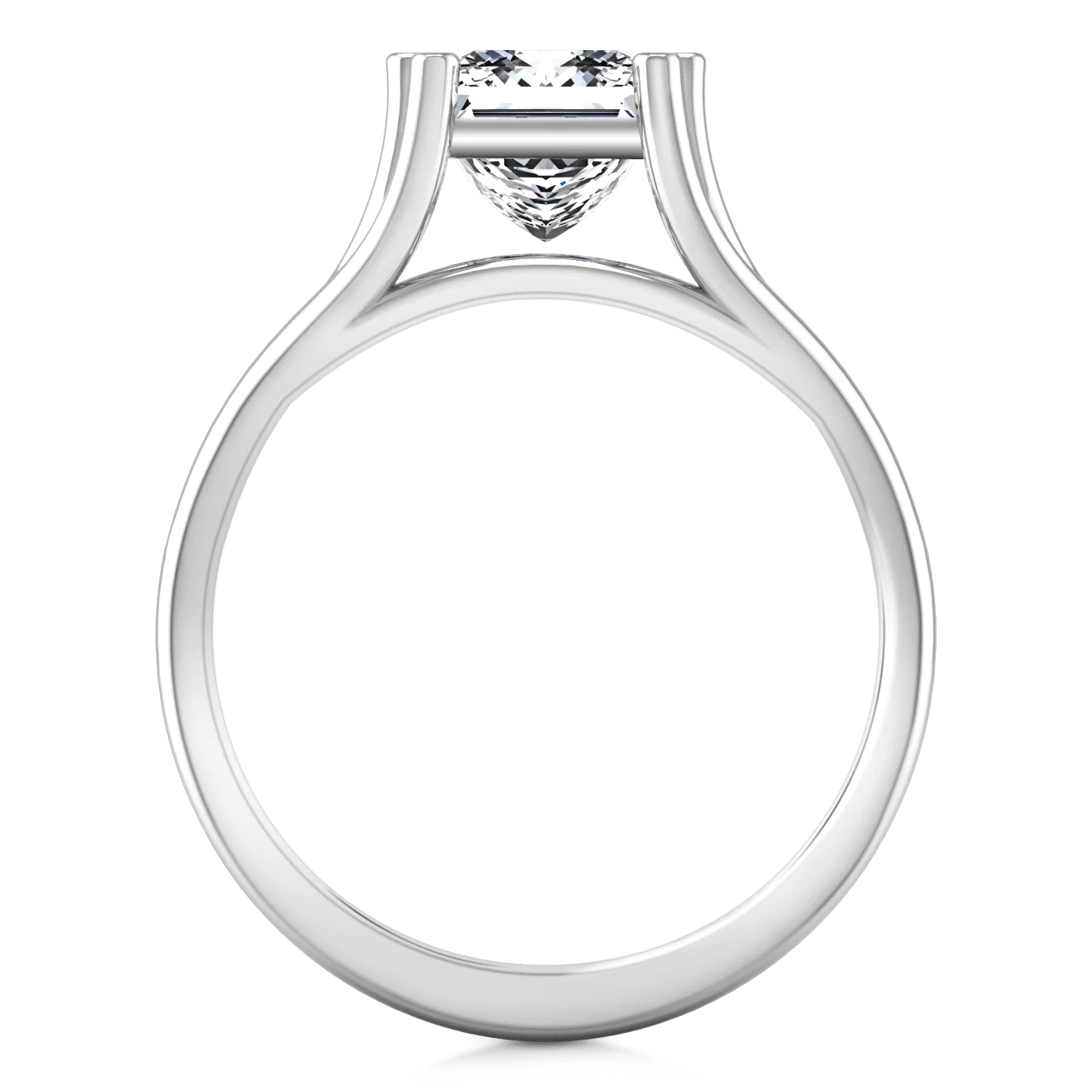 Solitaire Princess Cut Diamond Engagement Ring Bella 14K White Gold - Image 4