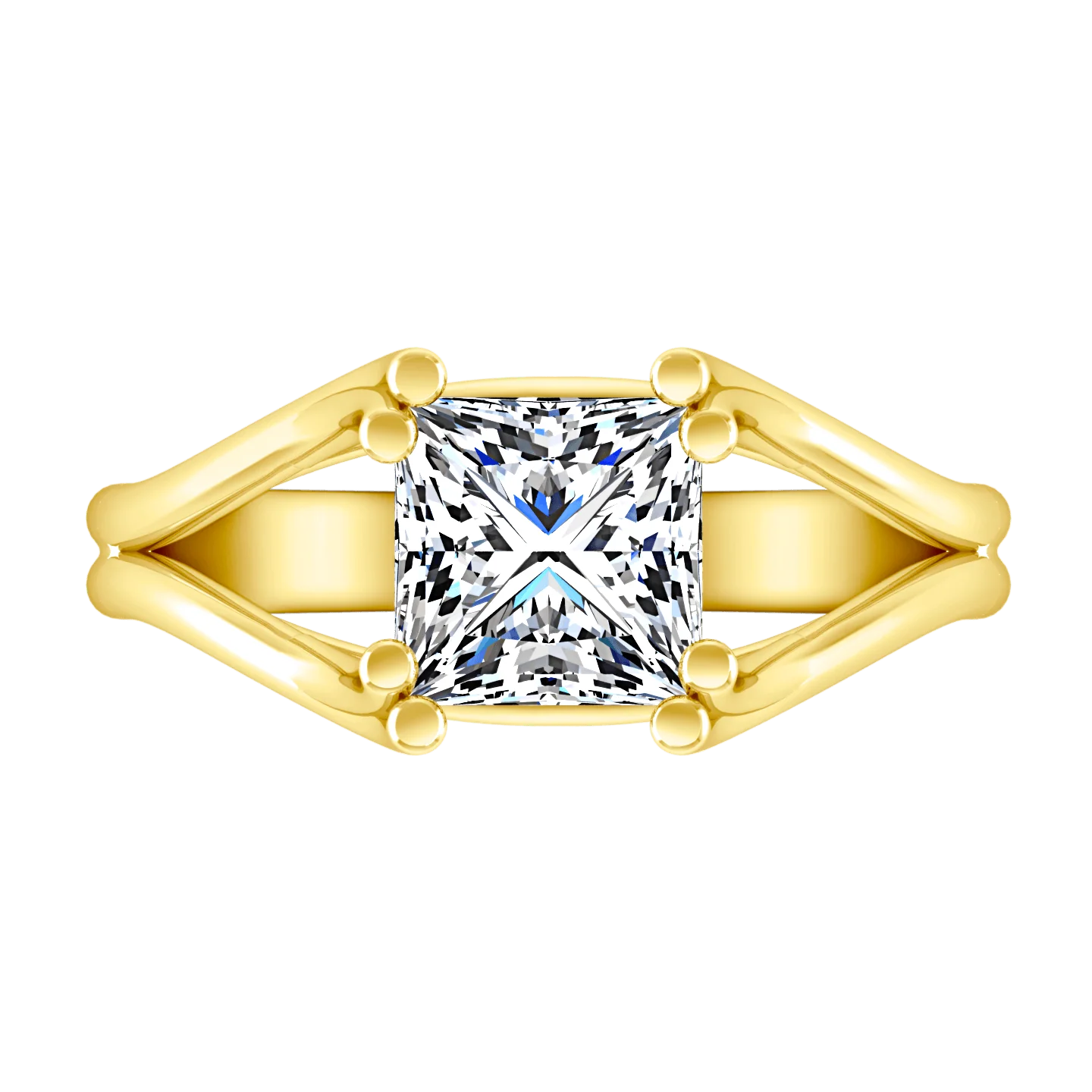 Solitaire Diamond Princess Cut Engagement Ring Bella 14K Yellow Gold - Image 4