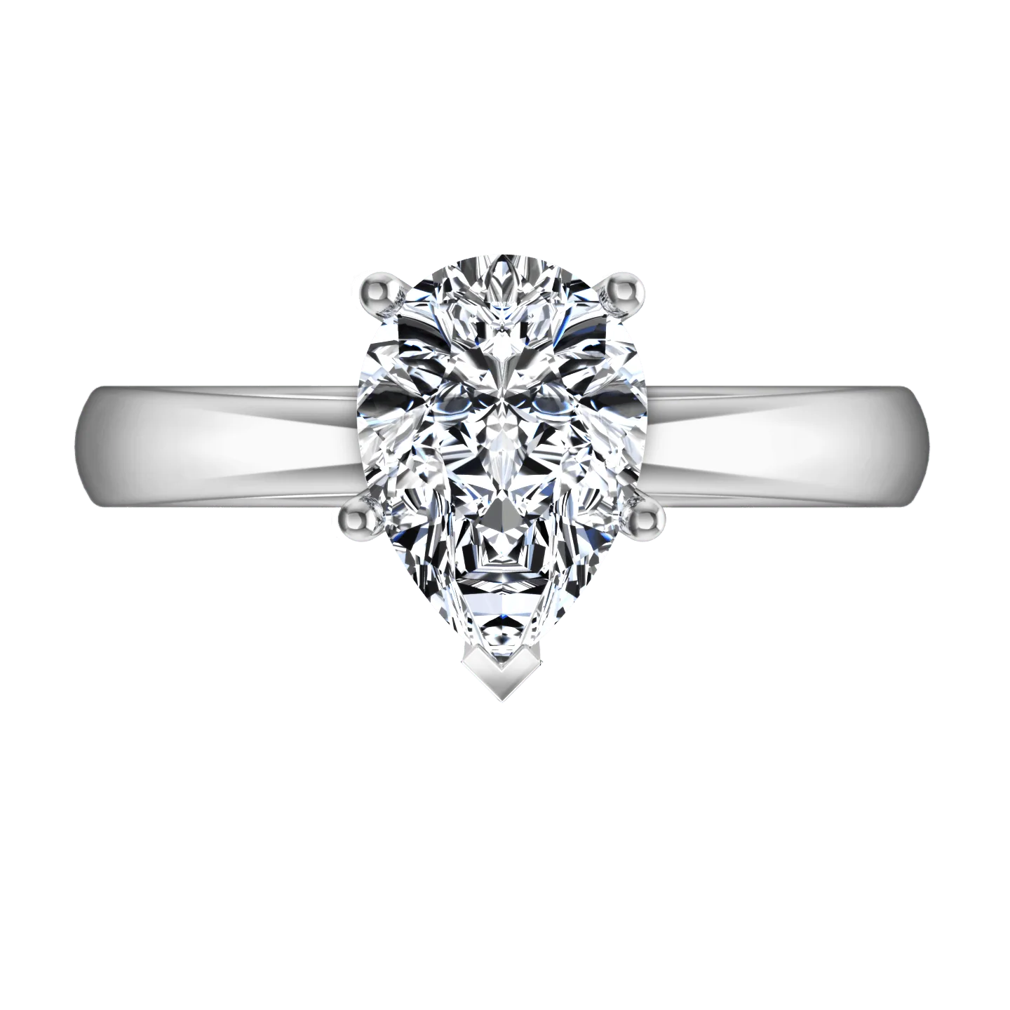 Solitaire Pear Diamond Engagement Ring Hillary 14K White Gold - Image 3
