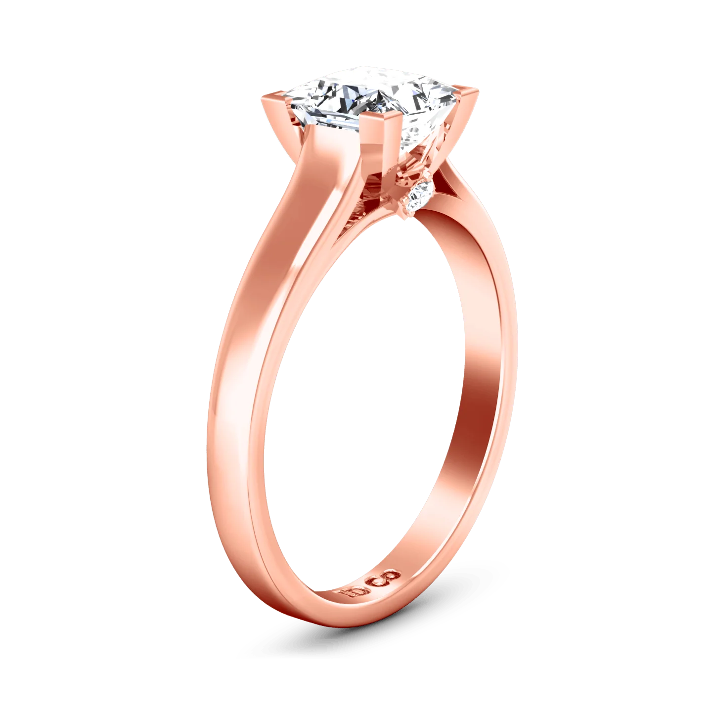 Solitaire Diamond Princess Cut Engagement Ring Holly 14K Rose Gold - Image 2