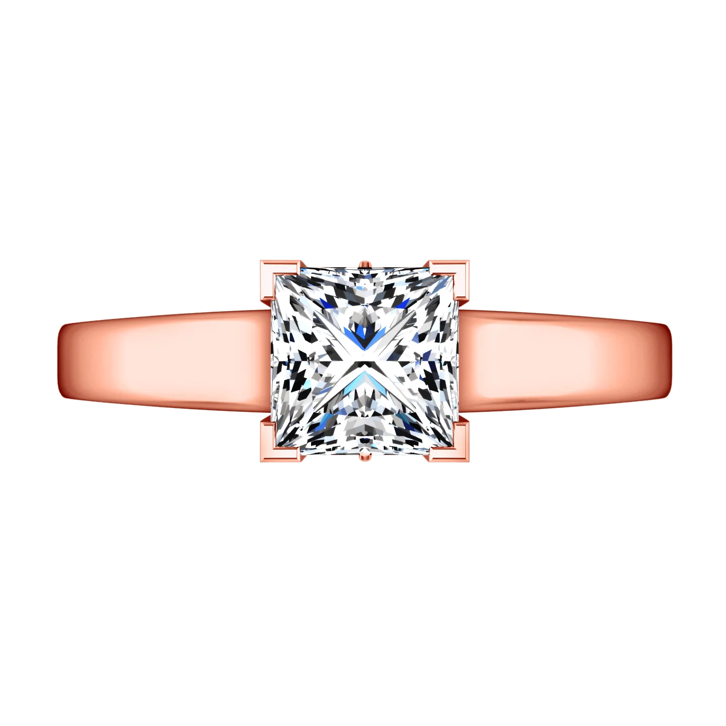 Solitaire Diamond Princess Cut Engagement Ring Holly 14K Rose Gold - Image 4