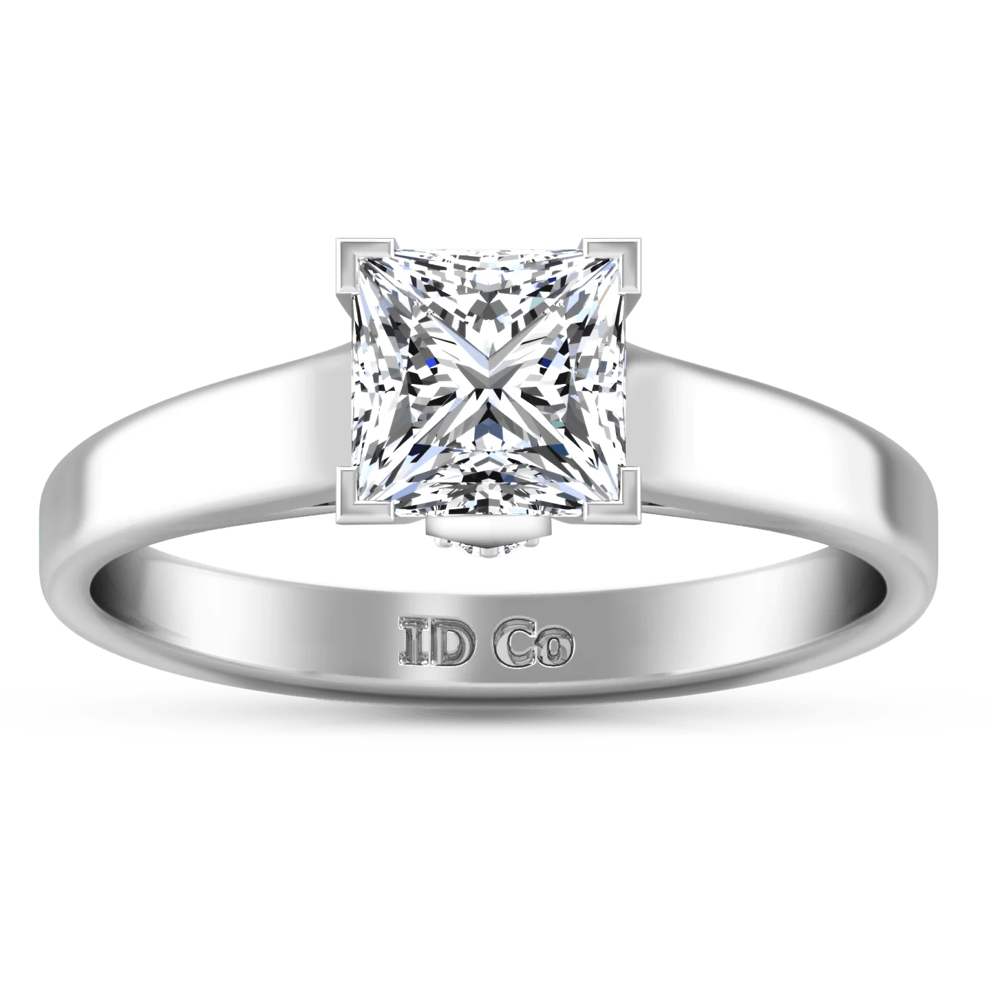 Solitaire Princess Cut Diamond Engagement Ring Holly 14K White Gold
