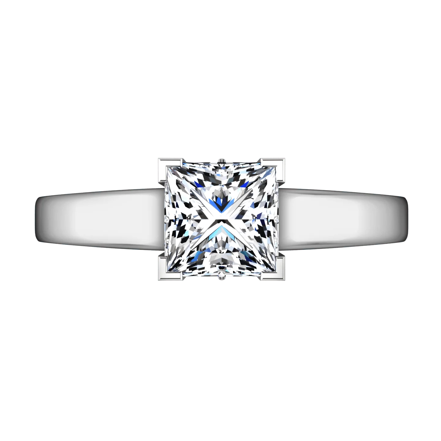 Solitaire Princess Cut Diamond Engagement Ring Holly 14K White Gold - Image 3