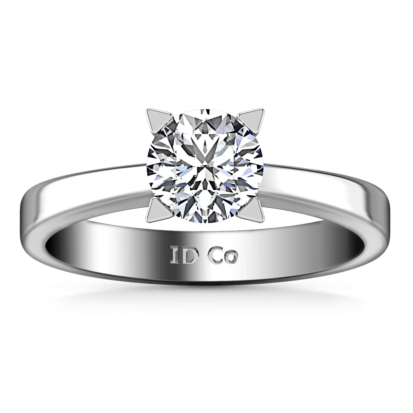 Round Diamond Solitaire Engagement Ring Icon 14K White Gold