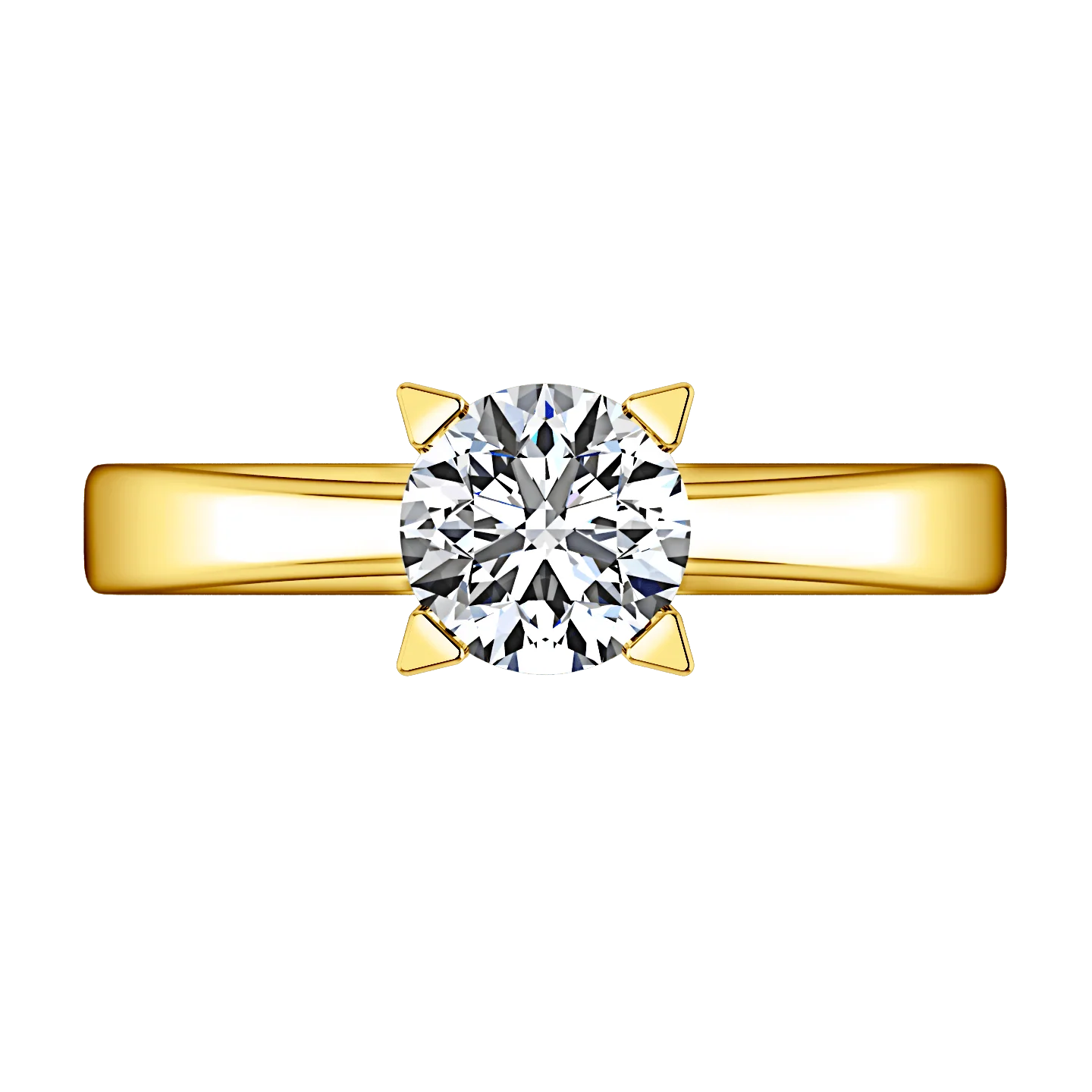Solitaire Diamond Engagement Ring Icon 14K Yellow Gold - Image 4