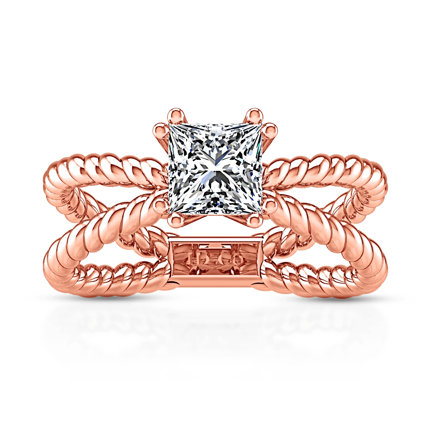 Solitaire Diamond Princess Cut Engagement Ring Infinity 14K Rose Gold