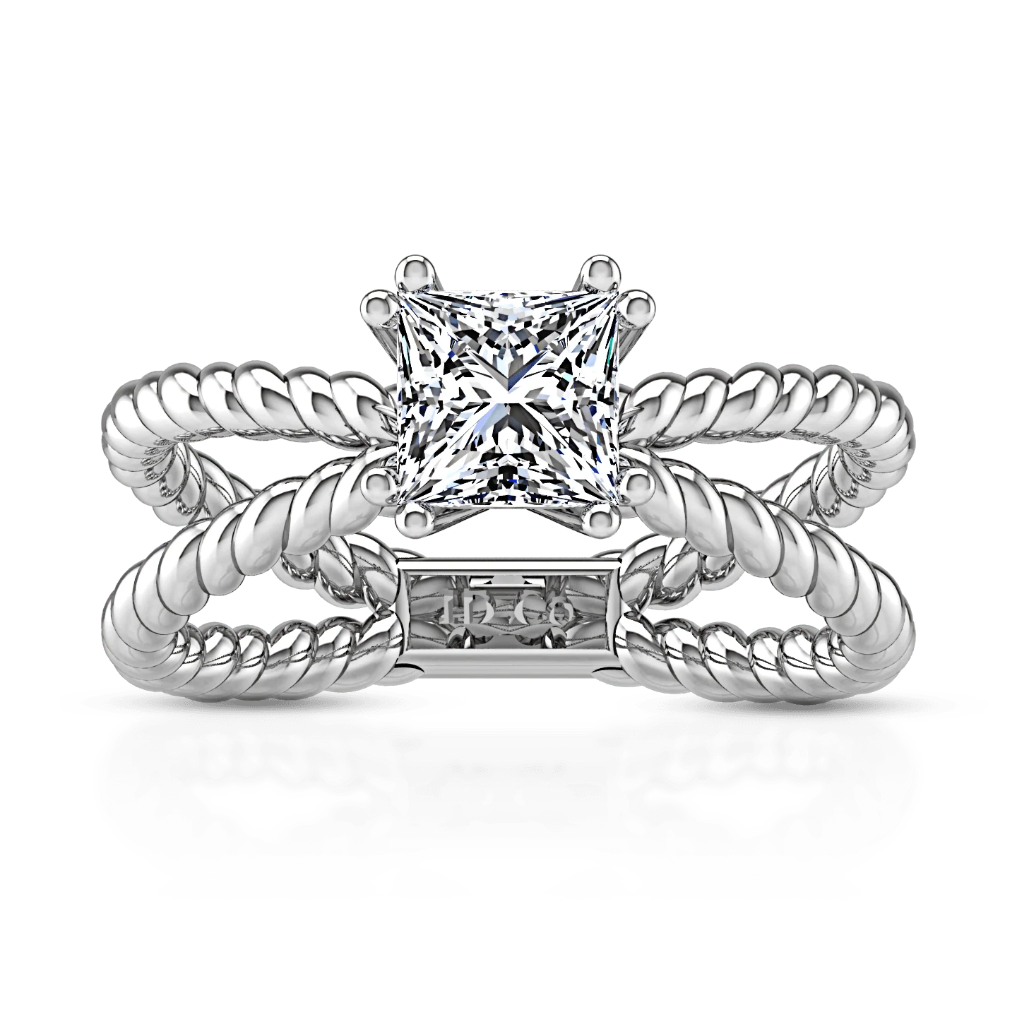 Solitaire Princess Cut Diamond Engagement Ring Infinity 14K White Gold