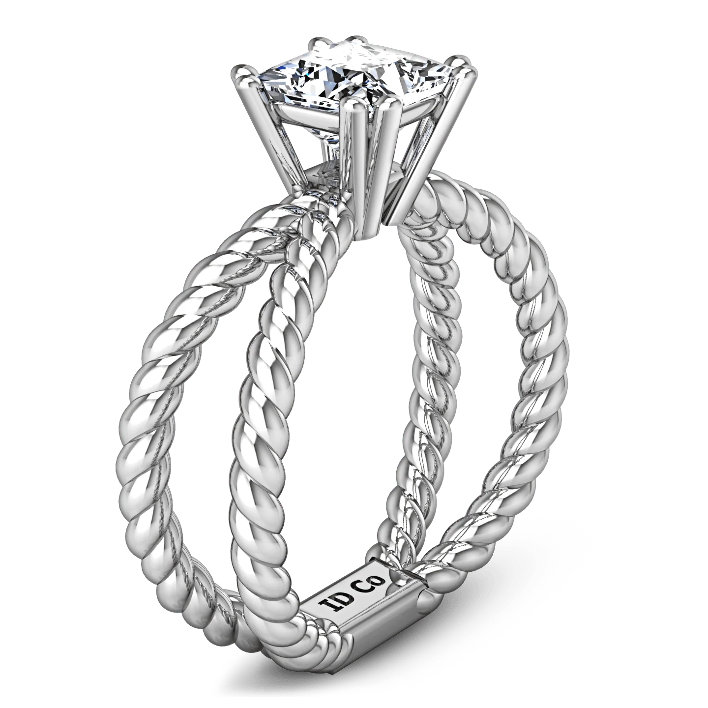 Solitaire Princess Cut Diamond Engagement Ring Infinity 14K White Gold - Image 2