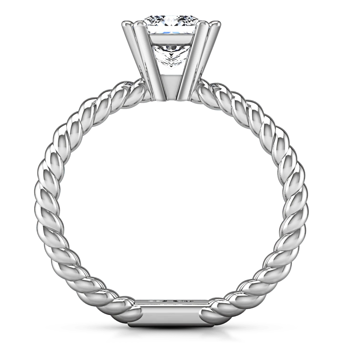 Solitaire Princess Cut Diamond Engagement Ring Infinity 14K White Gold - Image 3