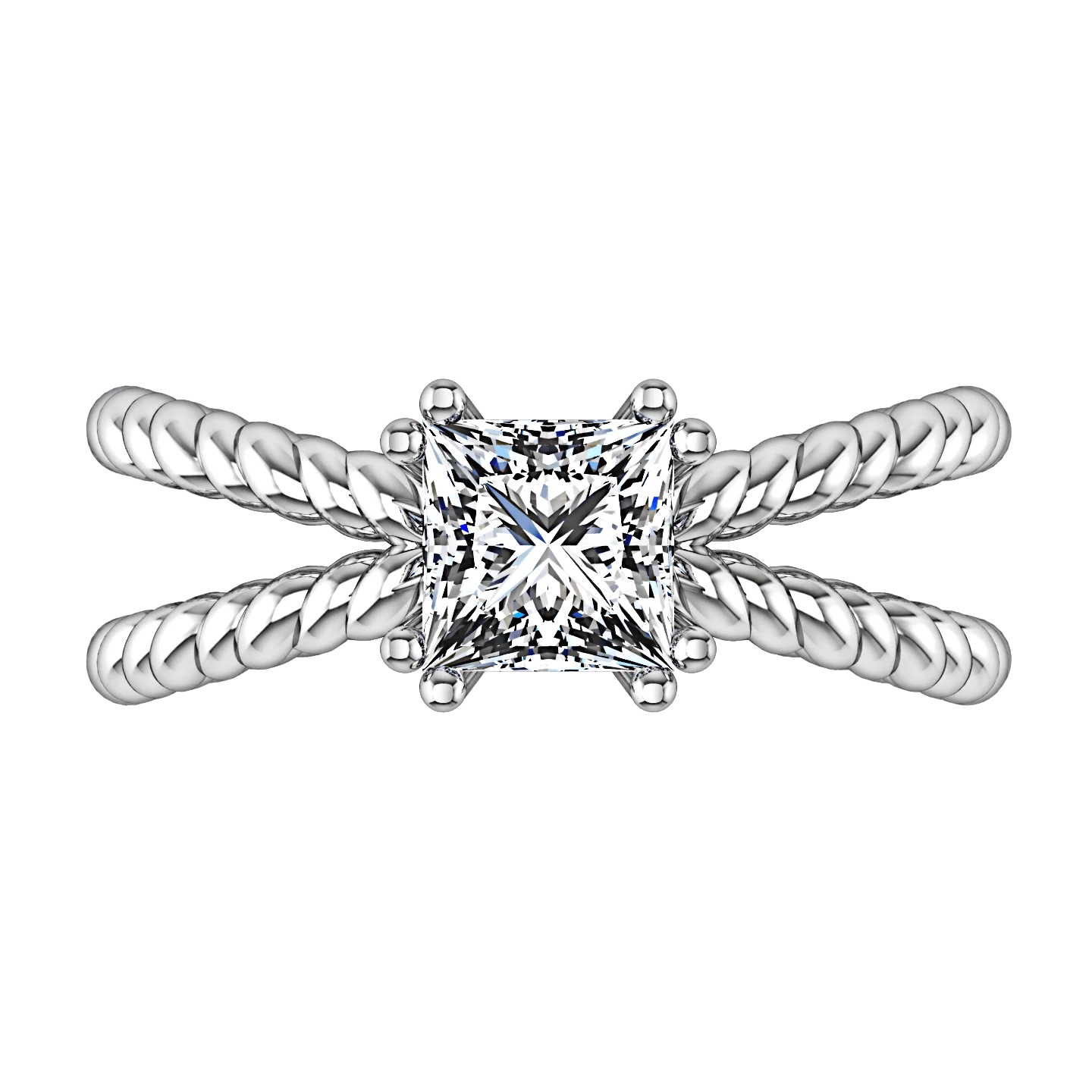 Solitaire Princess Cut Diamond Engagement Ring Infinity 14K White Gold - Image 4