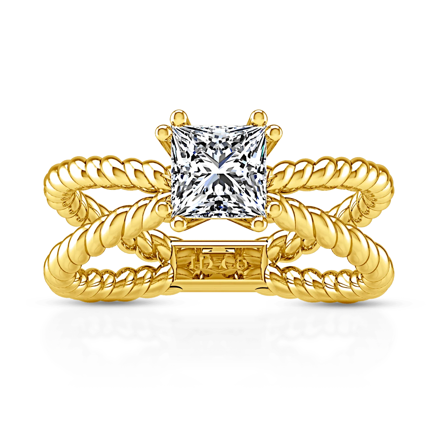 Solitaire Diamond Princess Cut Engagement Ring Infinity 14K Yellow Gold