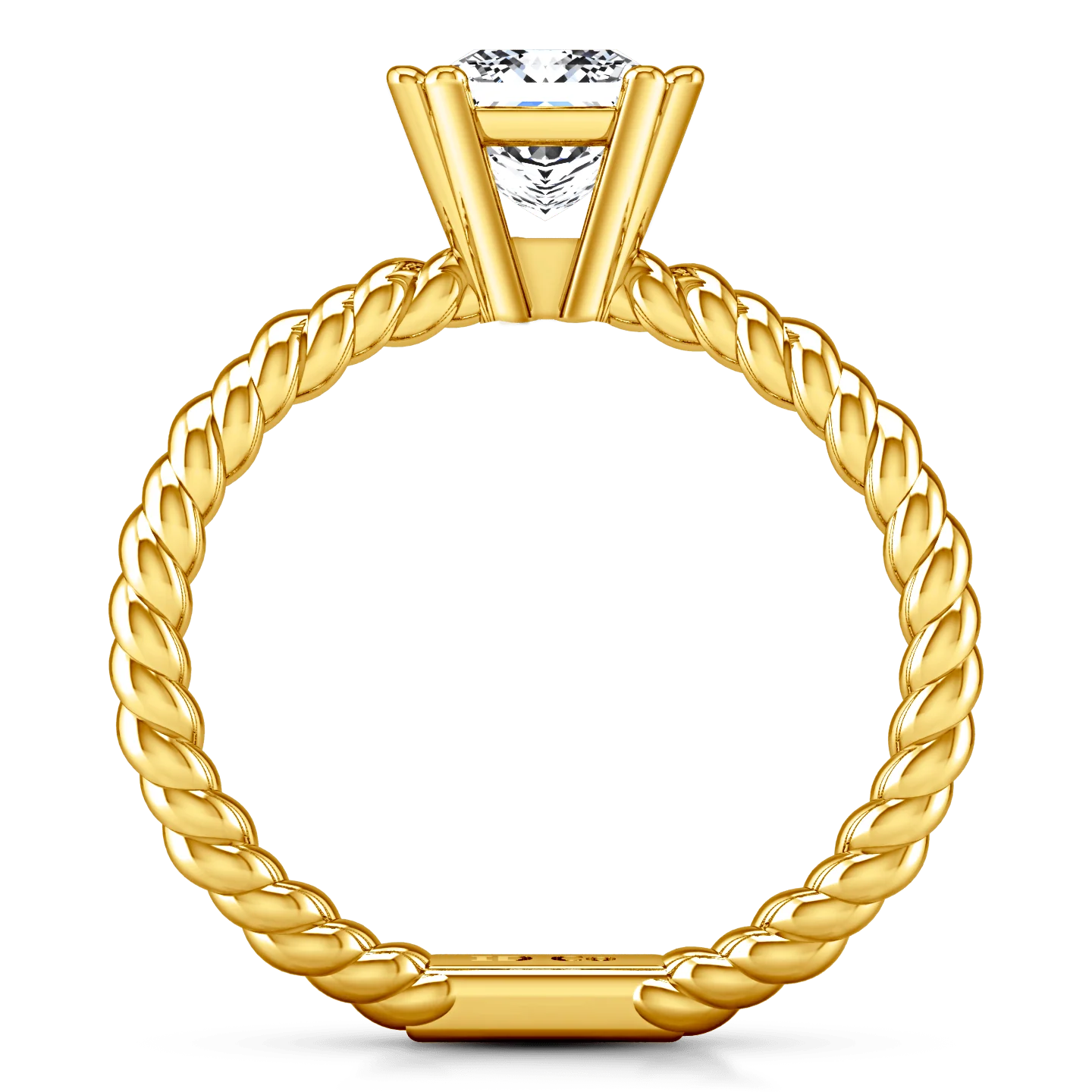 Solitaire Diamond Princess Cut Engagement Ring Infinity 14K Yellow Gold - Image 3