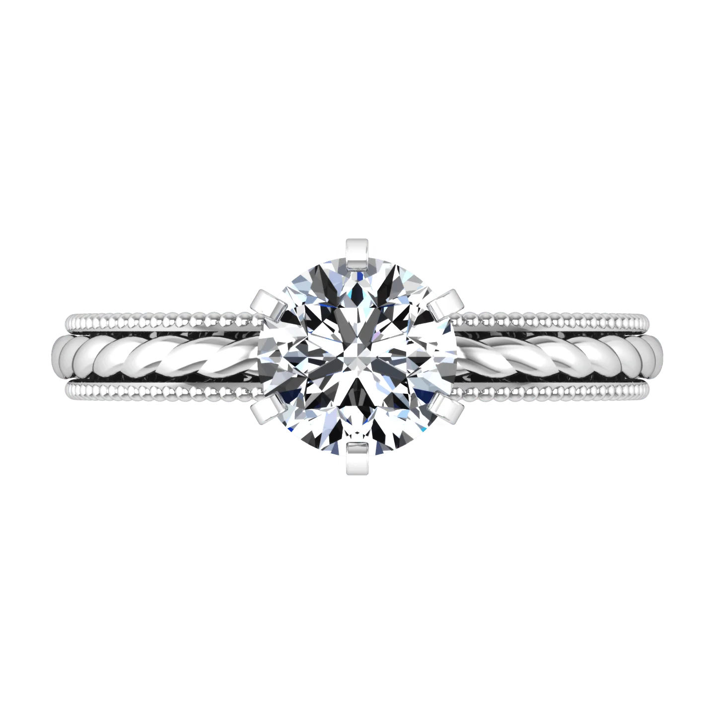 Round Diamond Solitaire Engagement Ring Janet 14K White Gold - Image 4