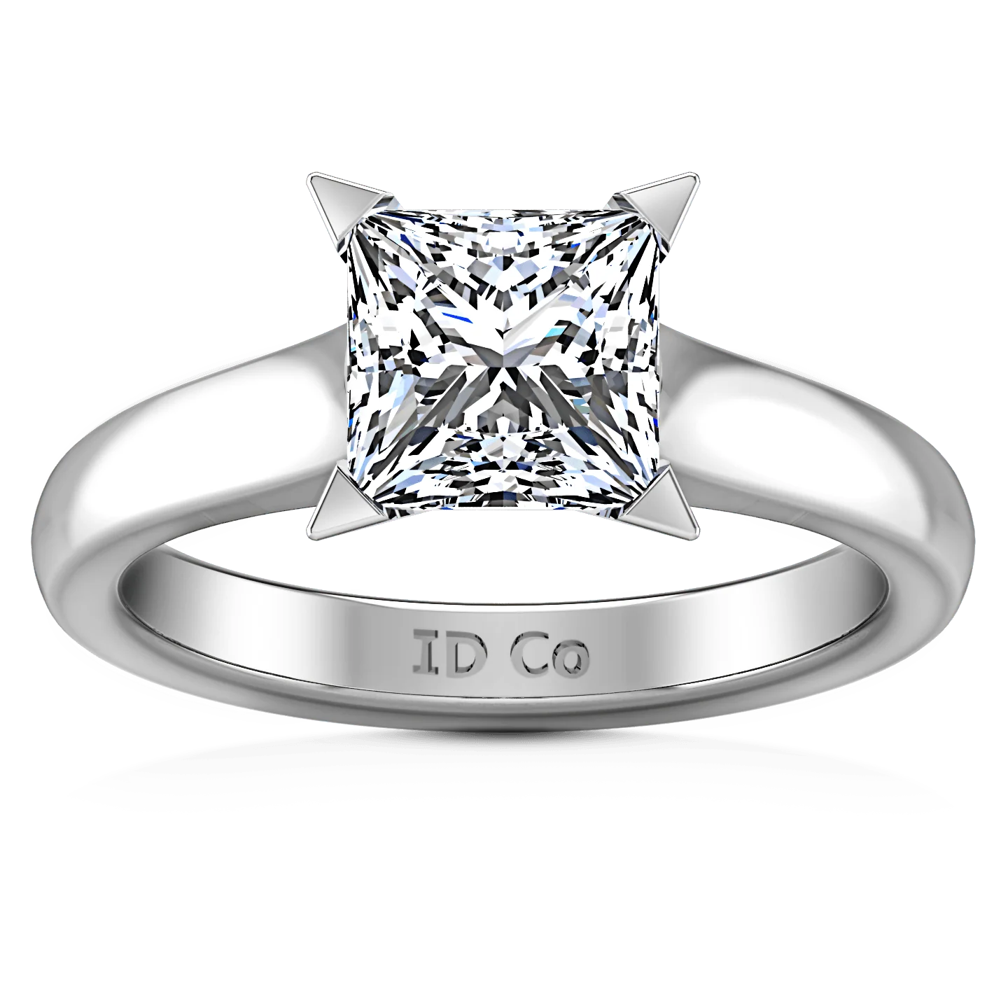 Solitaire Princess Cut Diamond Engagement Ring Jenny 14K White Gold