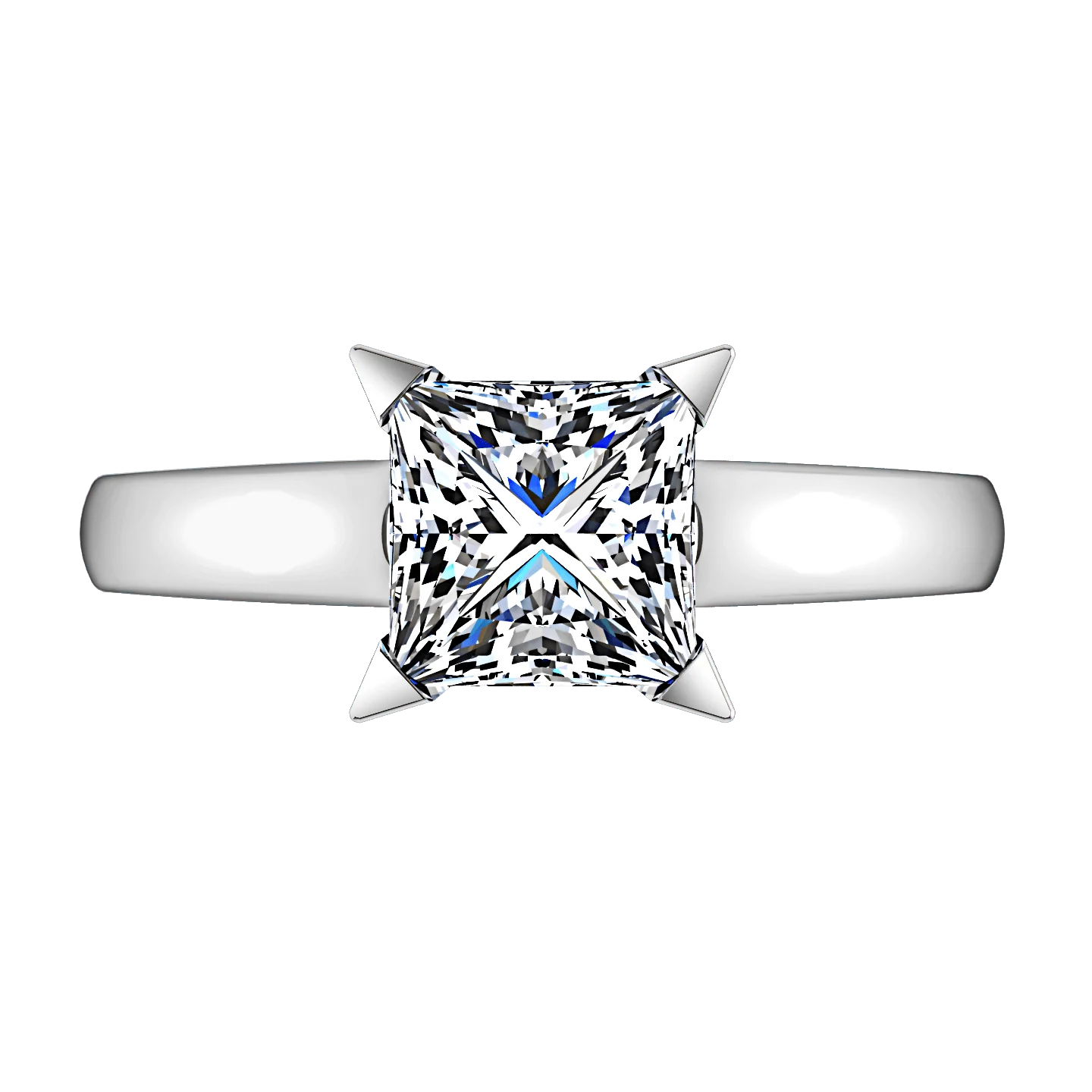 Solitaire Princess Cut Diamond Engagement Ring Jenny 14K White Gold - Image 3