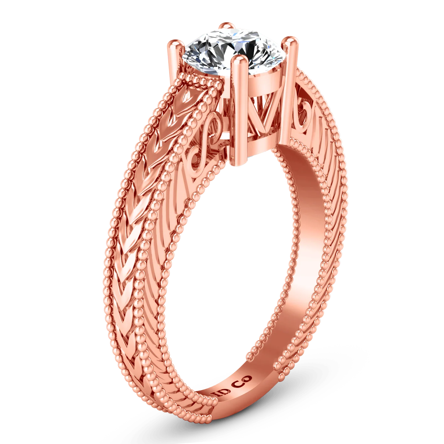 Solitaire Diamond Engagement Ring Kensington 14K Rose Gold - Image 2