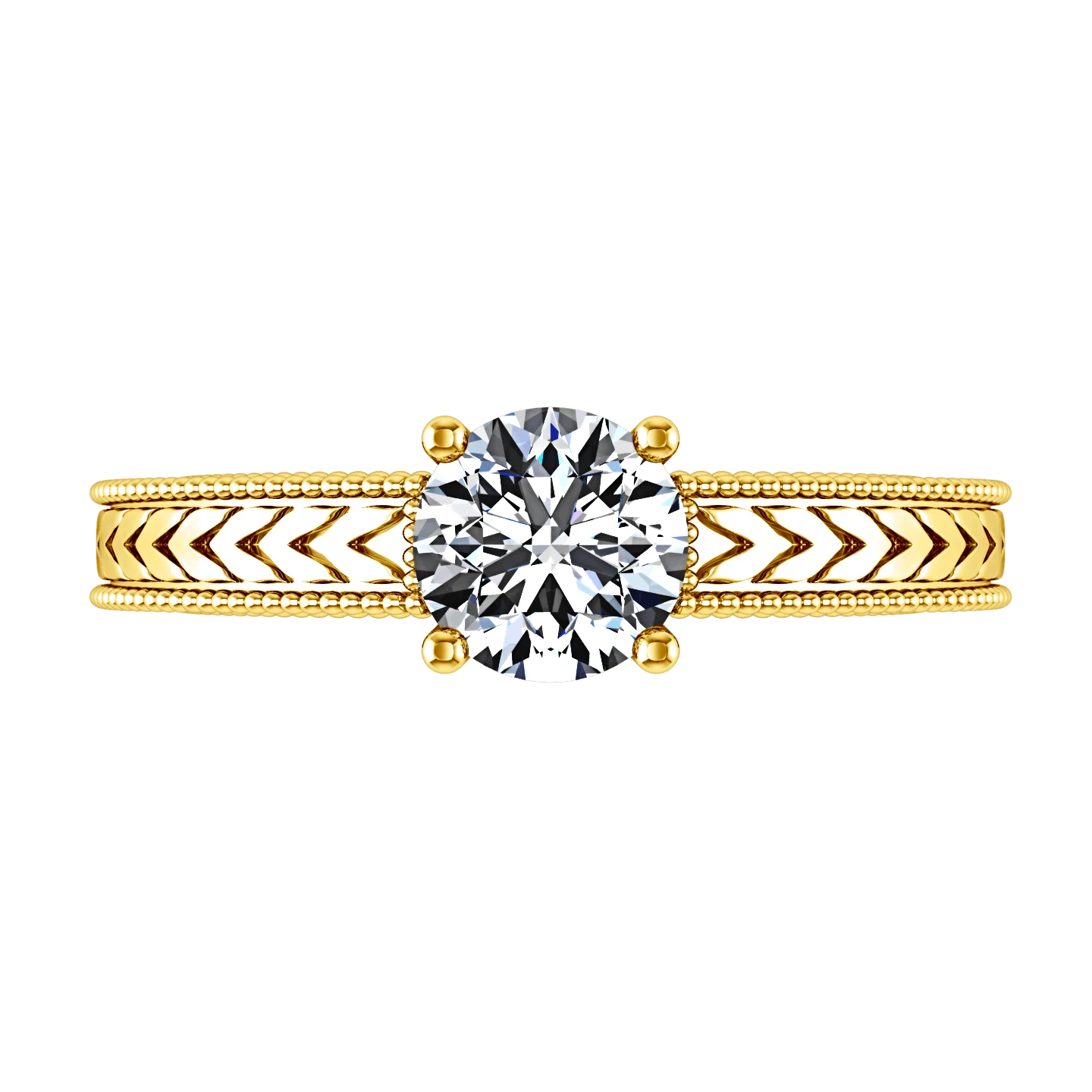 Solitaire Diamond Engagement Ring Kensington 14K Yellow Gold - Image 4