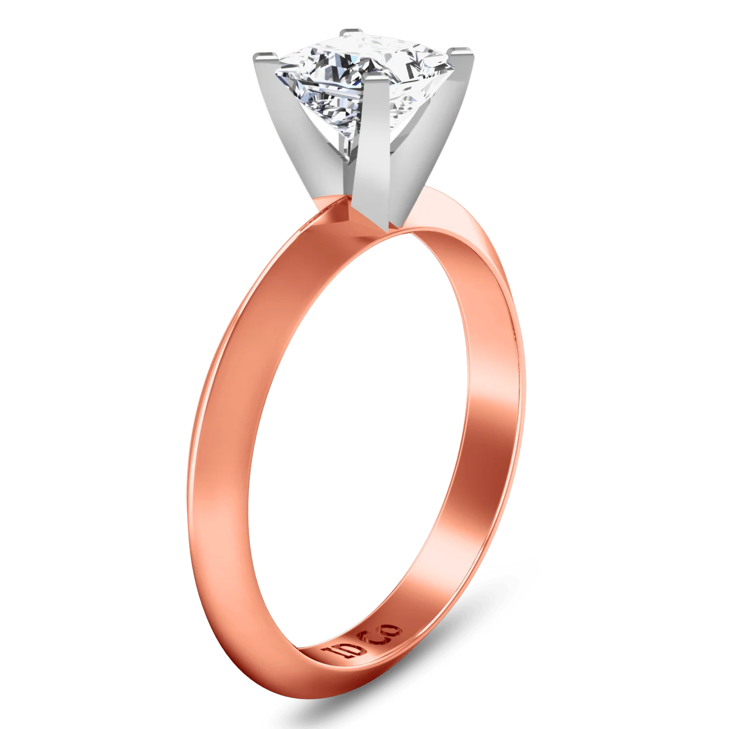 Solitaire Diamond Engagement Ring Knife Edge Princess Cut Diamond 14K Rose Gold - Image 2