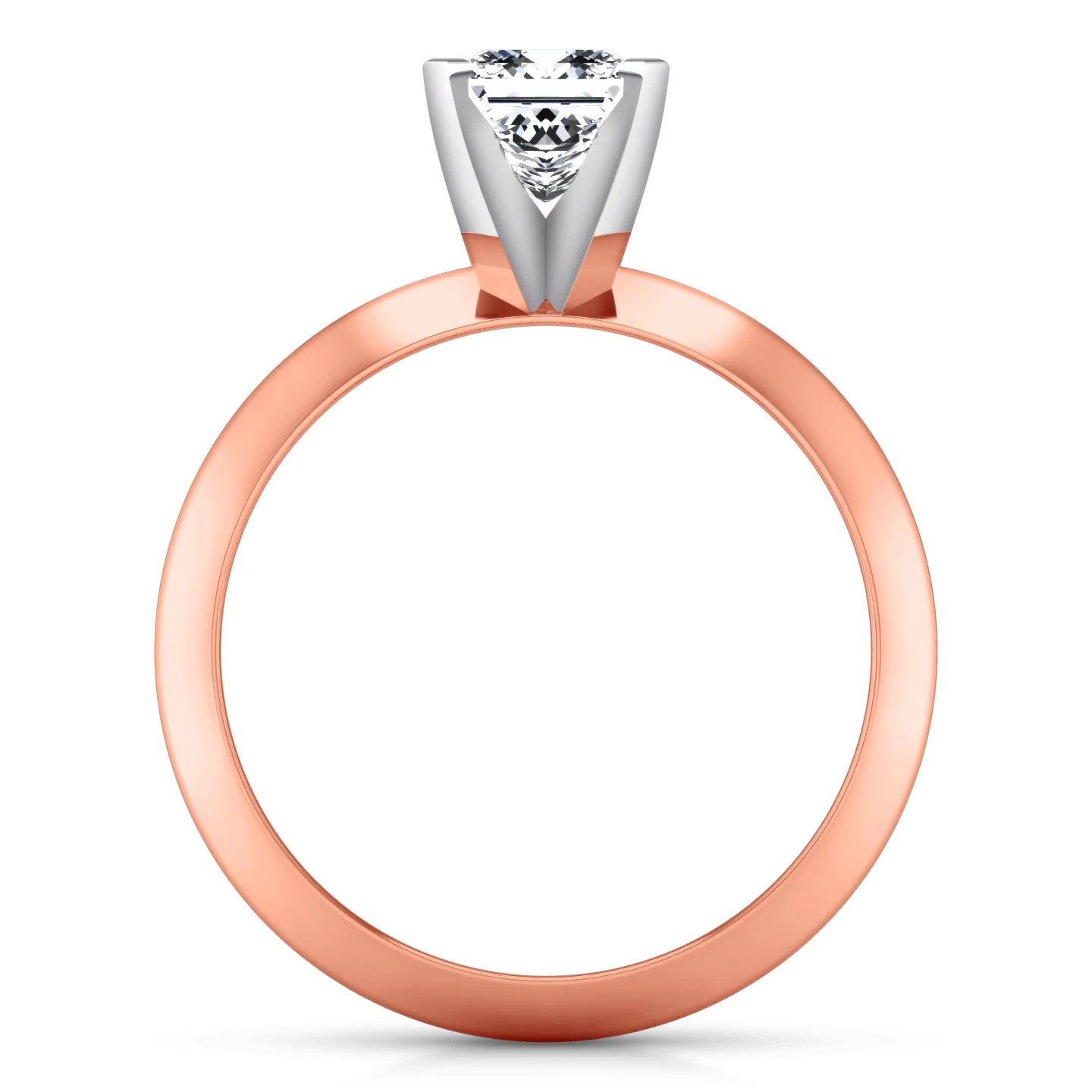 Solitaire Diamond Engagement Ring Knife Edge Princess Cut Diamond 14K Rose Gold - Image 3
