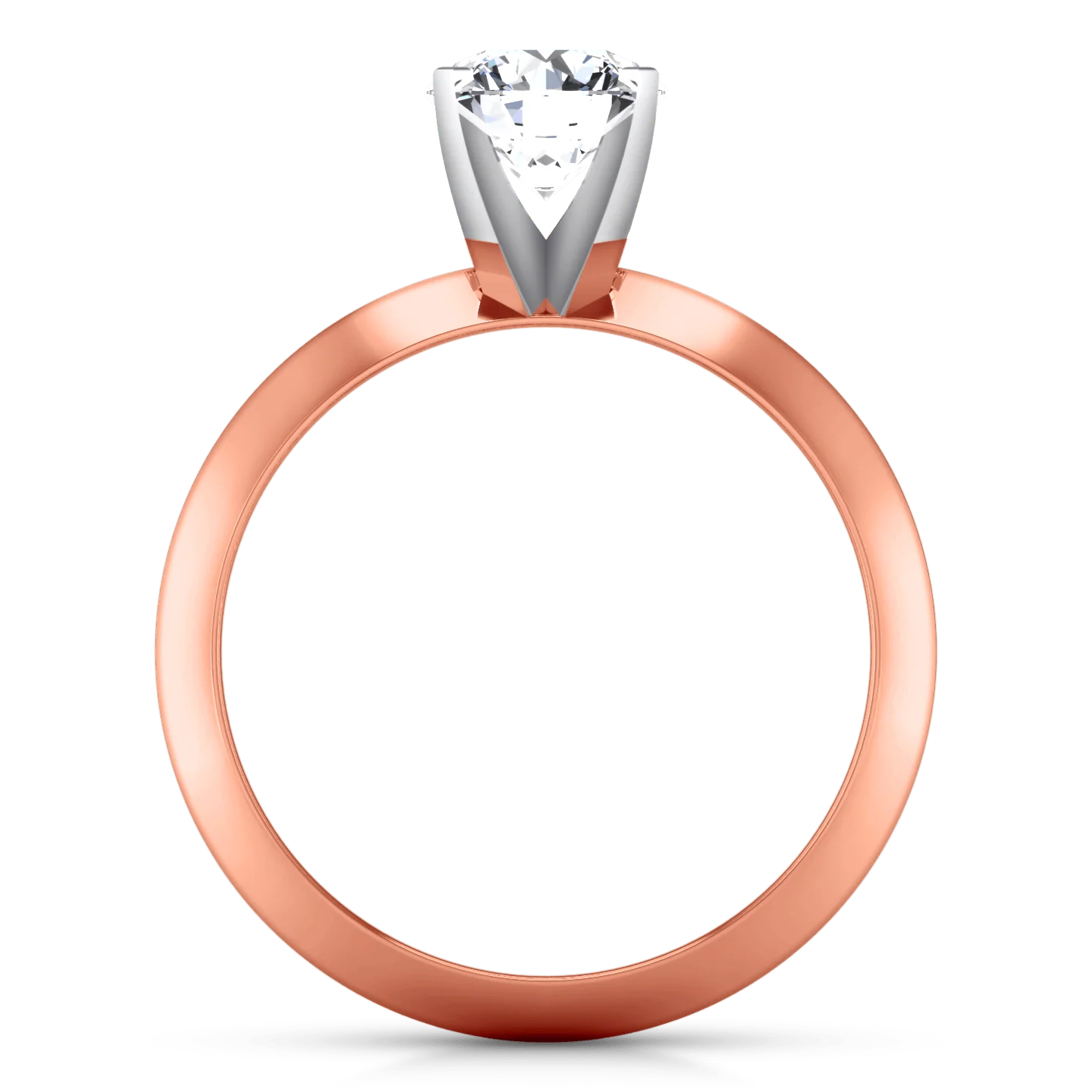 Solitaire Diamond Engagement Ring Knife Edge Round Diamond 14K Rose Gold - Image 3