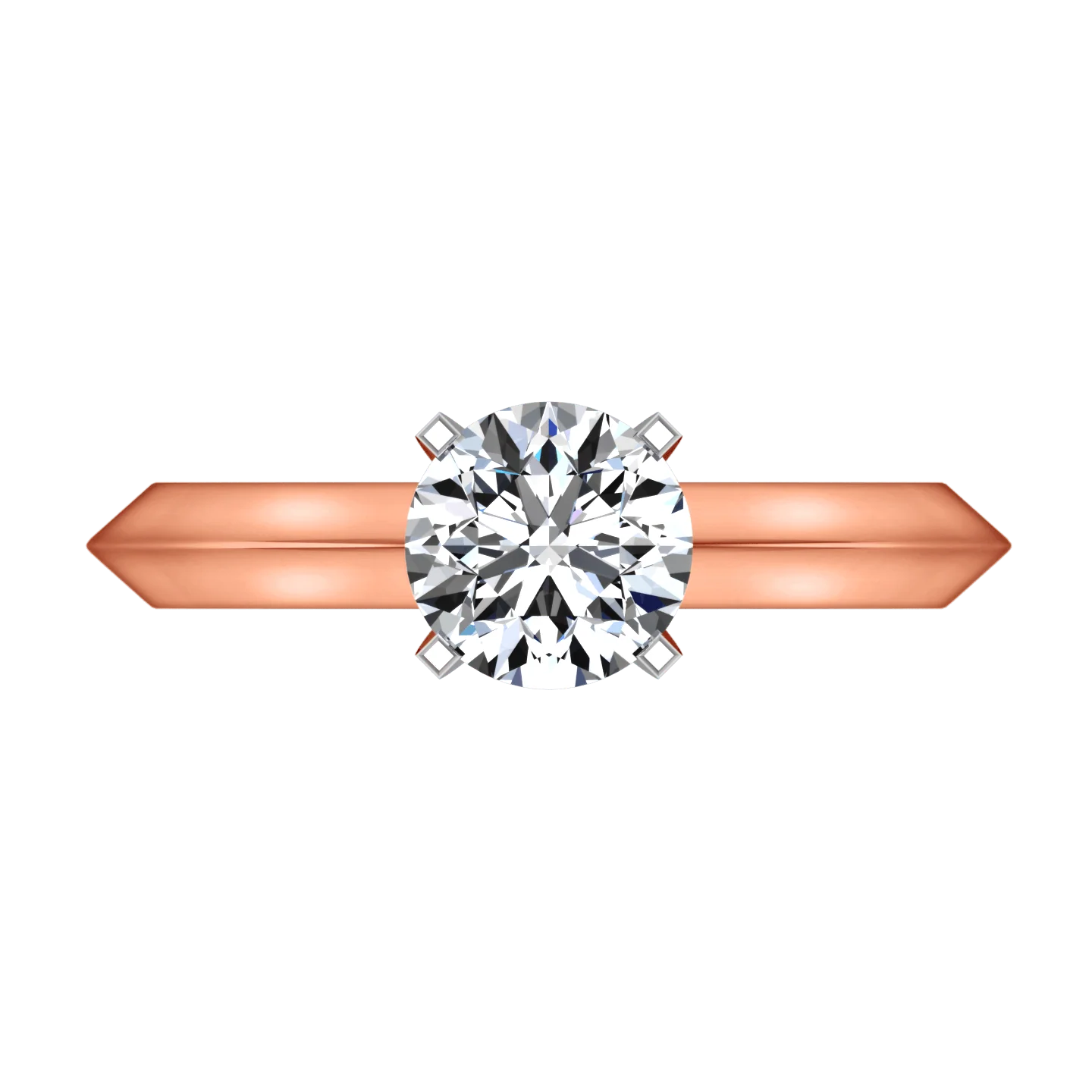 Solitaire Diamond Engagement Ring Knife Edge Round Diamond 14K Rose Gold - Image 4
