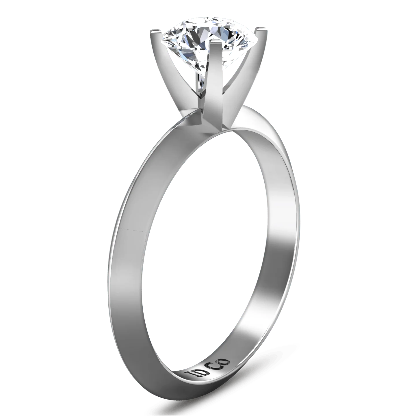 Round Diamond Solitaire Engagement Ring Knife Edge Round Diamond Diamond 14K White Gold - Image 2