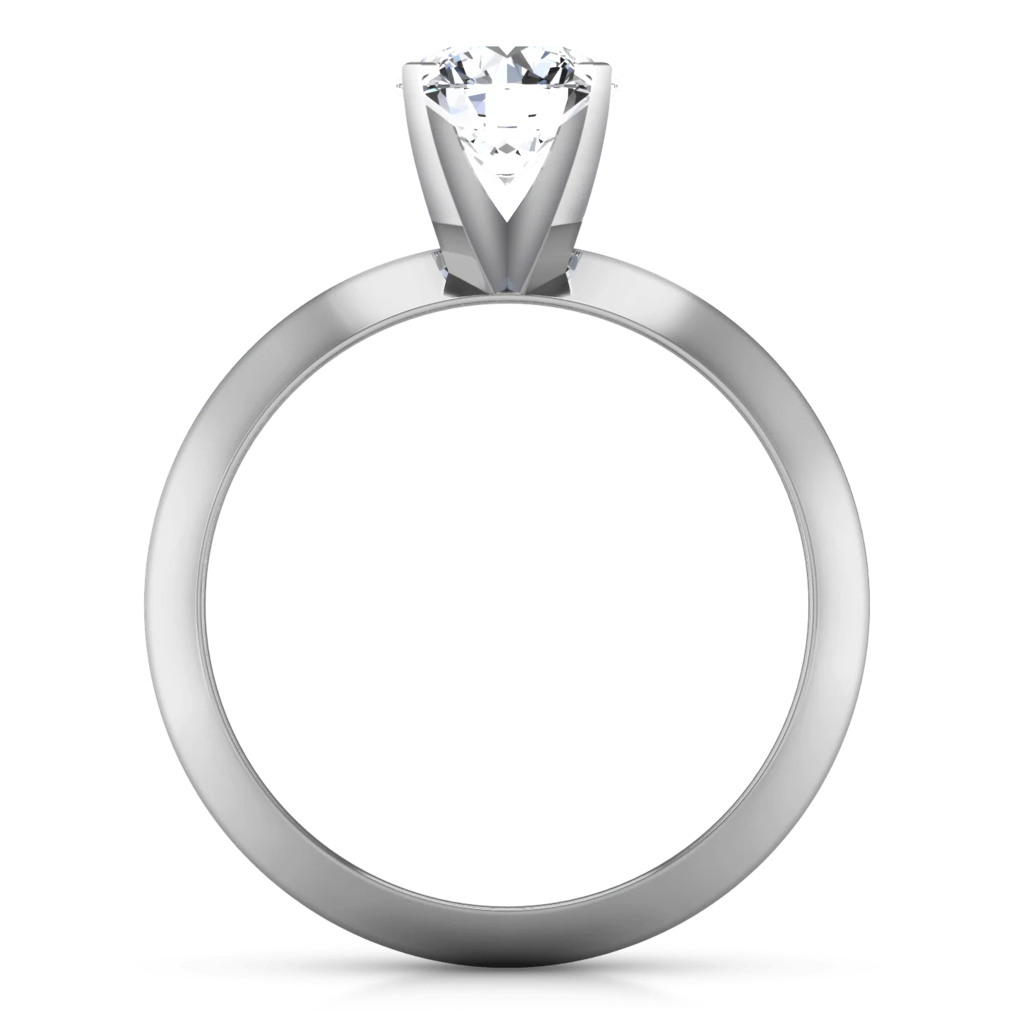 Round Diamond Solitaire Engagement Ring Knife Edge Round Diamond Diamond 14K White Gold - Image 3