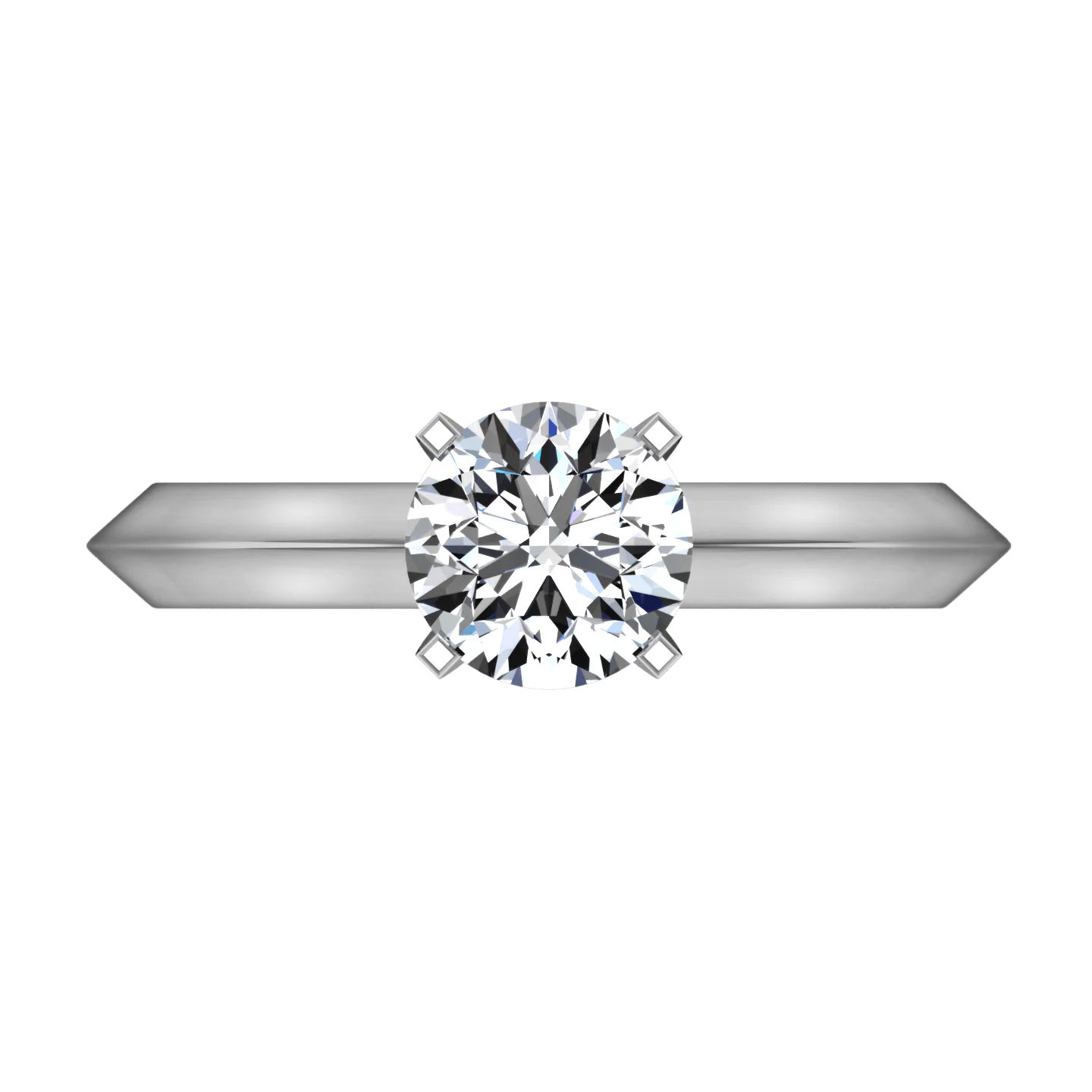 Round Diamond Solitaire Engagement Ring Knife Edge Round Diamond Diamond 14K White Gold - Image 4