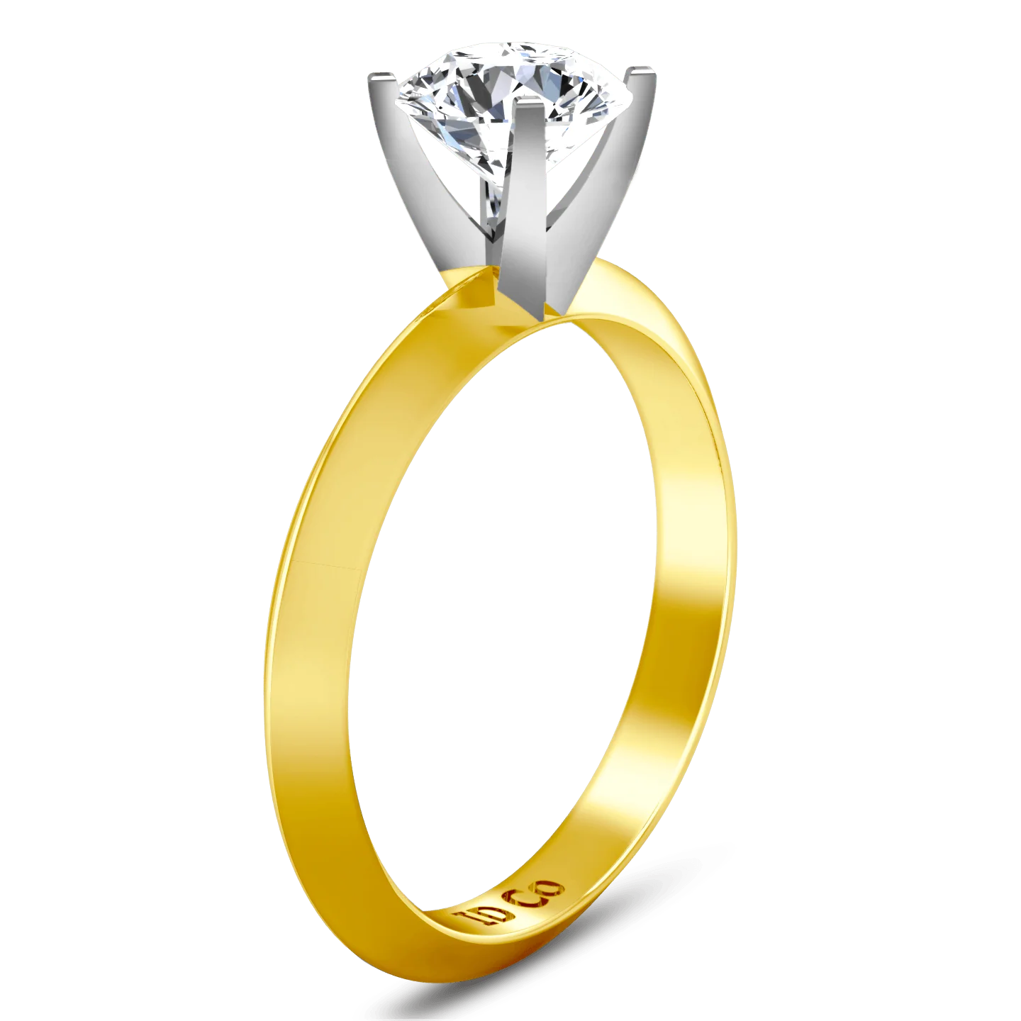 Solitaire Diamond Engagement Ring Knife Edge Round Diamond 14K Yellow Gold - Image 2