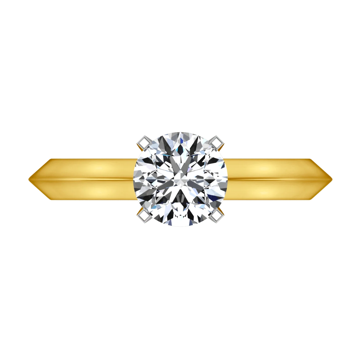 Solitaire Diamond Engagement Ring Knife Edge Round Diamond 14K Yellow Gold - Image 4