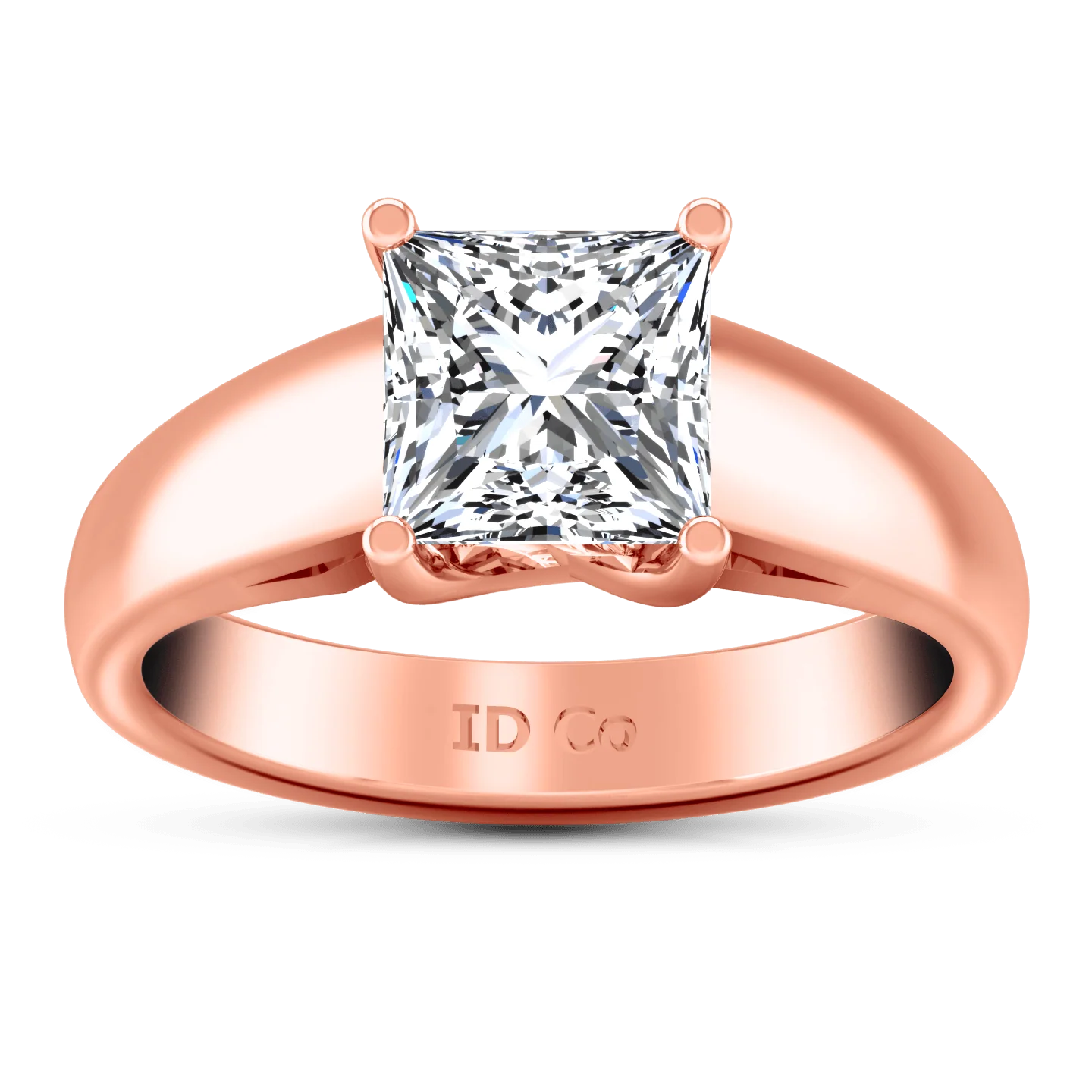Solitaire Diamond Princess Cut Engagement Ring Leyla 14K Rose Gold