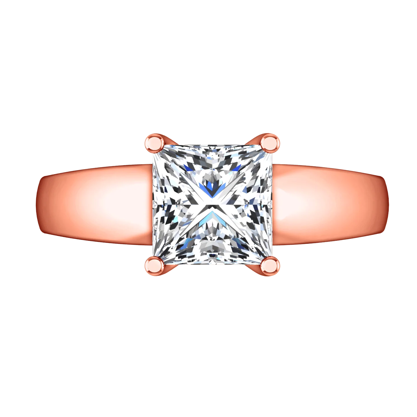 Solitaire Diamond Princess Cut Engagement Ring Leyla 14K Rose Gold - Image 3