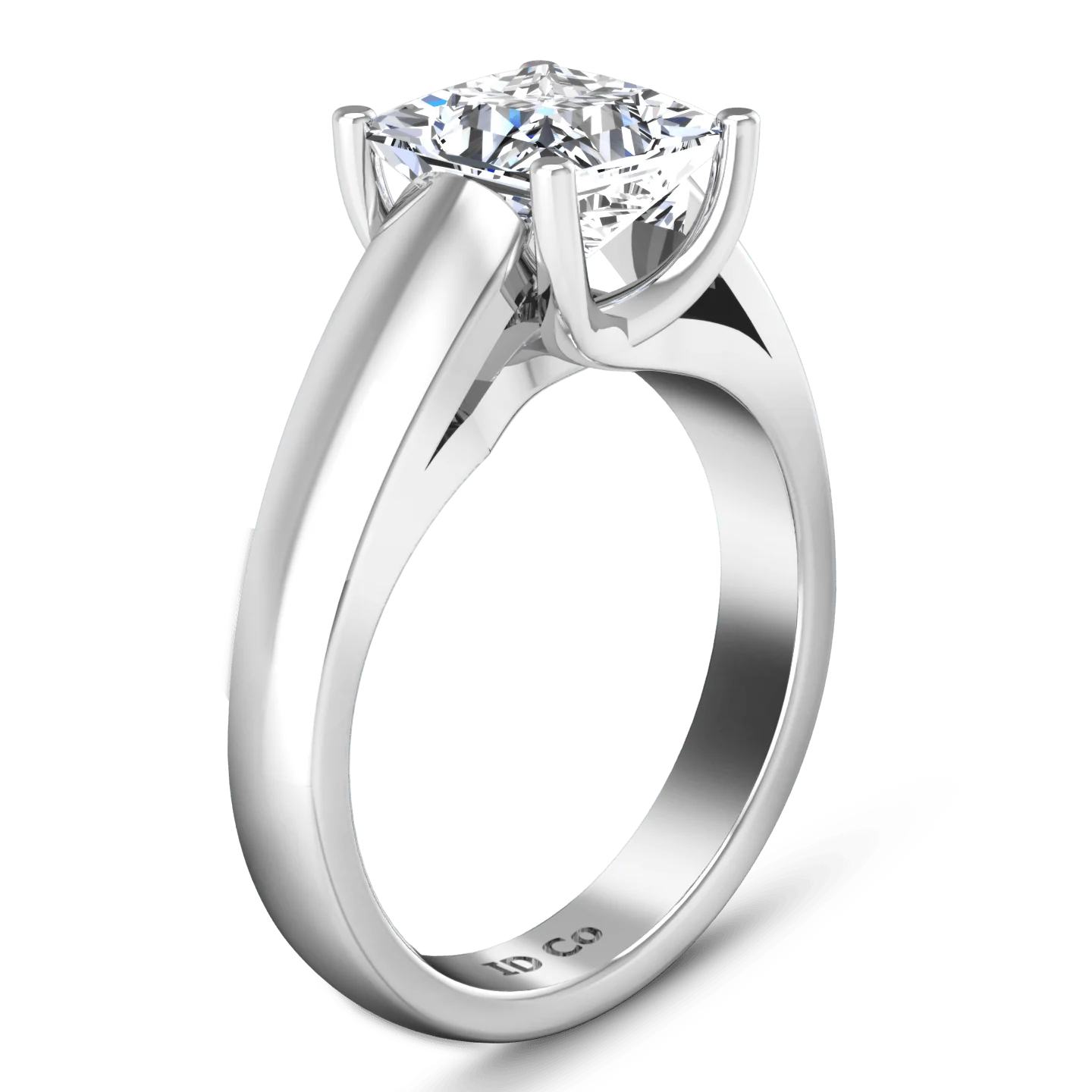 Solitaire Princess Cut Diamond Engagement Ring Leyla 14K White Gold - Image 2